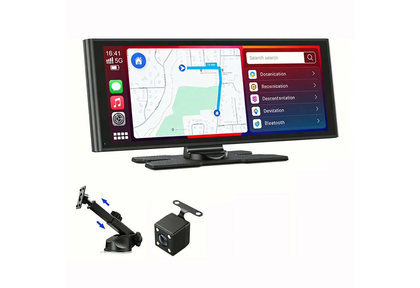 TWUFY Tragbar Kabellos Apple Carplay Android Auto 9,26" Touchscreen Navigationsgerät (OTA, Autoradio Bluetooth Sprachsteuerung)