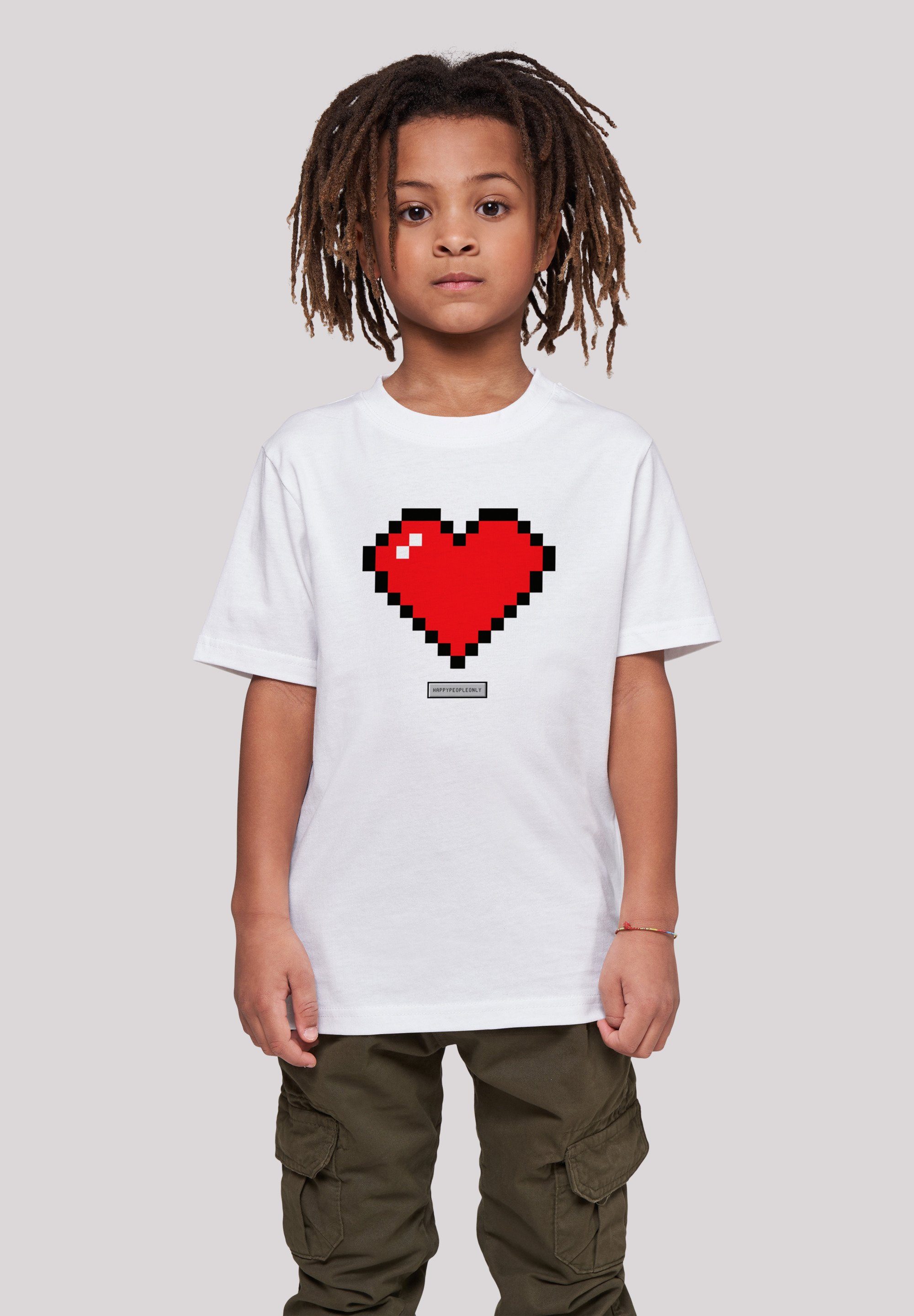 F4NT4STIC T-Shirt Pixel Herz Good Vibes Happy People Print weiß | T-Shirts