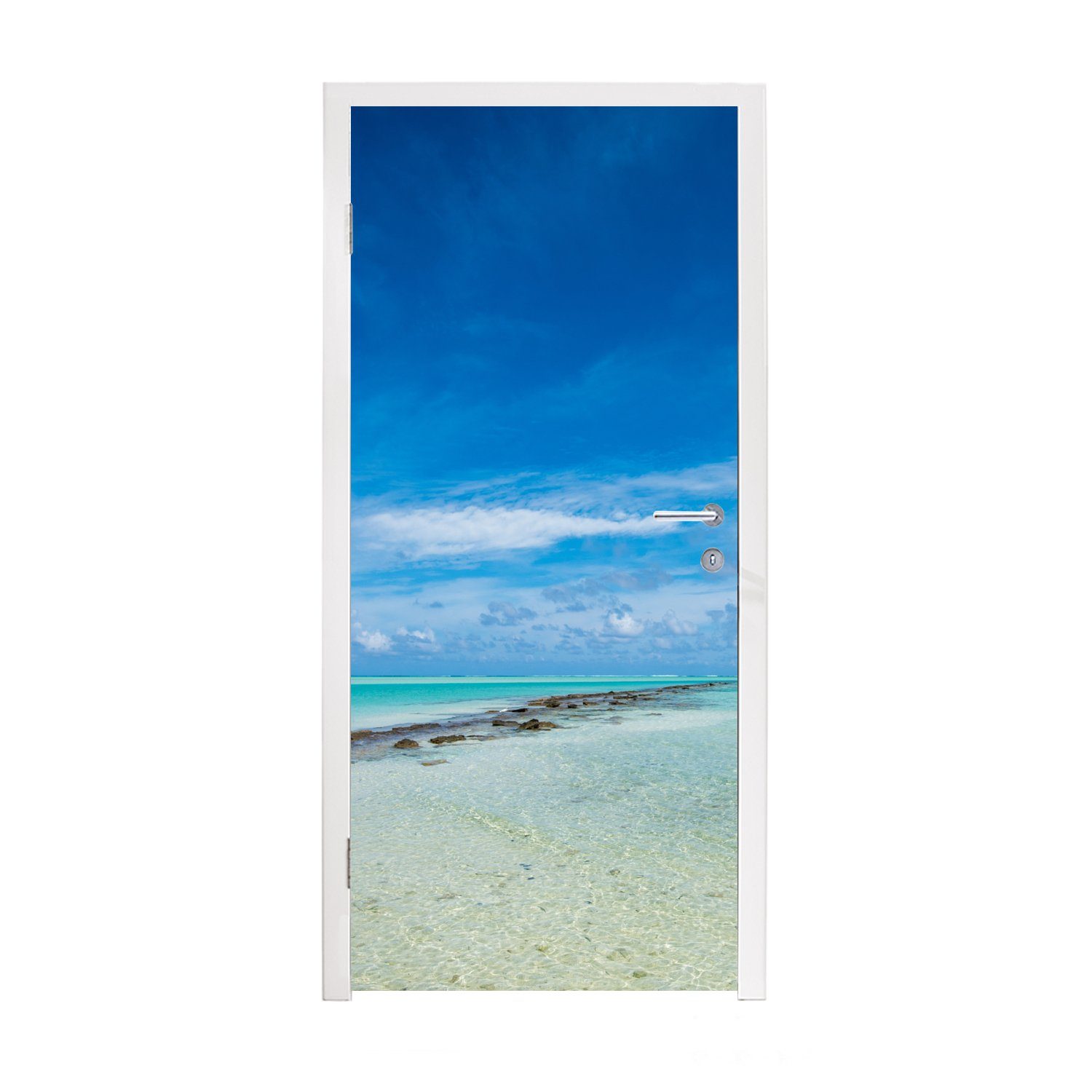 MuchoWow Türtapete Ein Blick auf die Aitutaki-Lagune von One Foot Island aus, Matt, bedruckt, (1 St), Fototapete für Tür, Türaufkleber, 75x205 cm