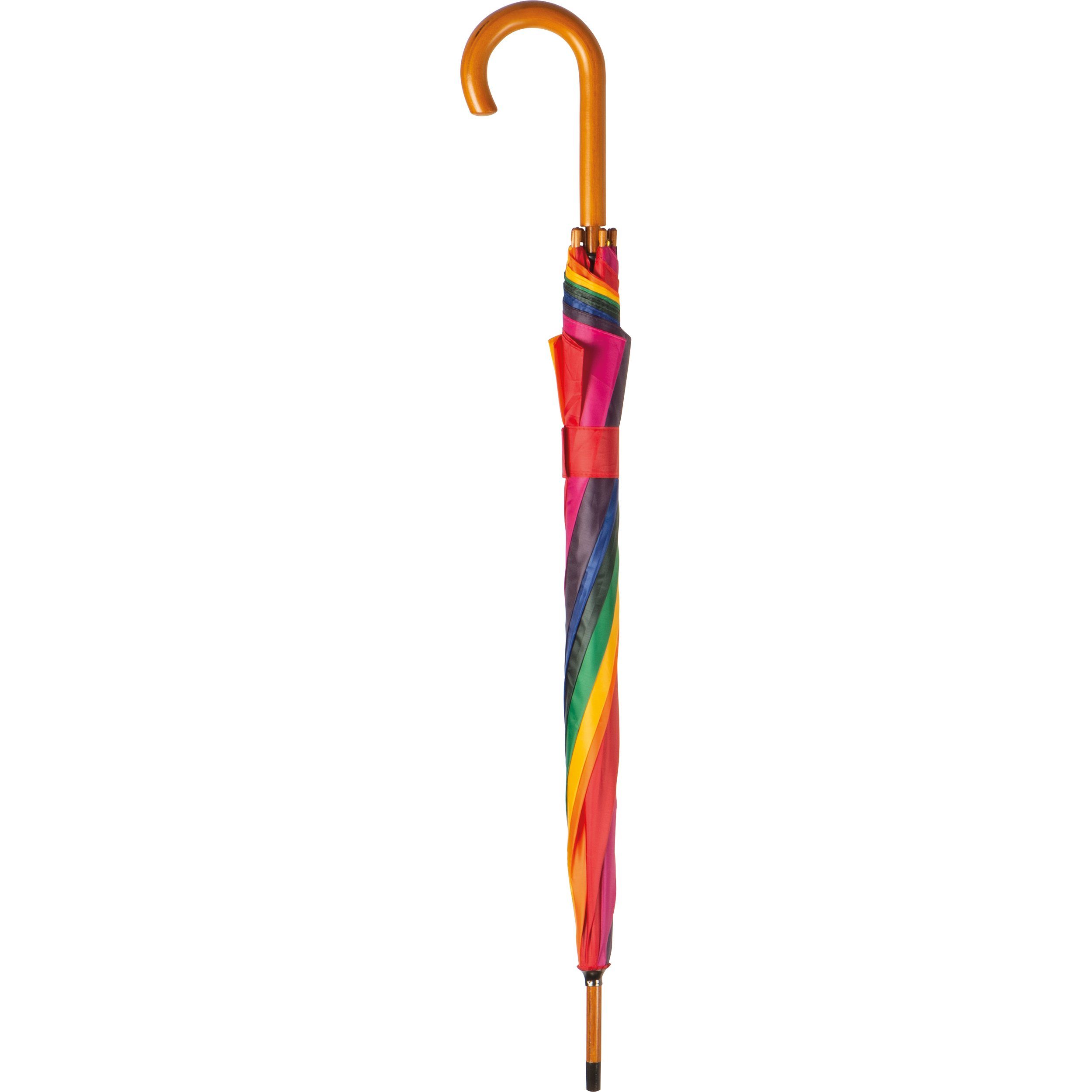 Easy Gifts Stockregenschirm Automatik-Regenschirm mit Holzgriff / Farbe: multicolor