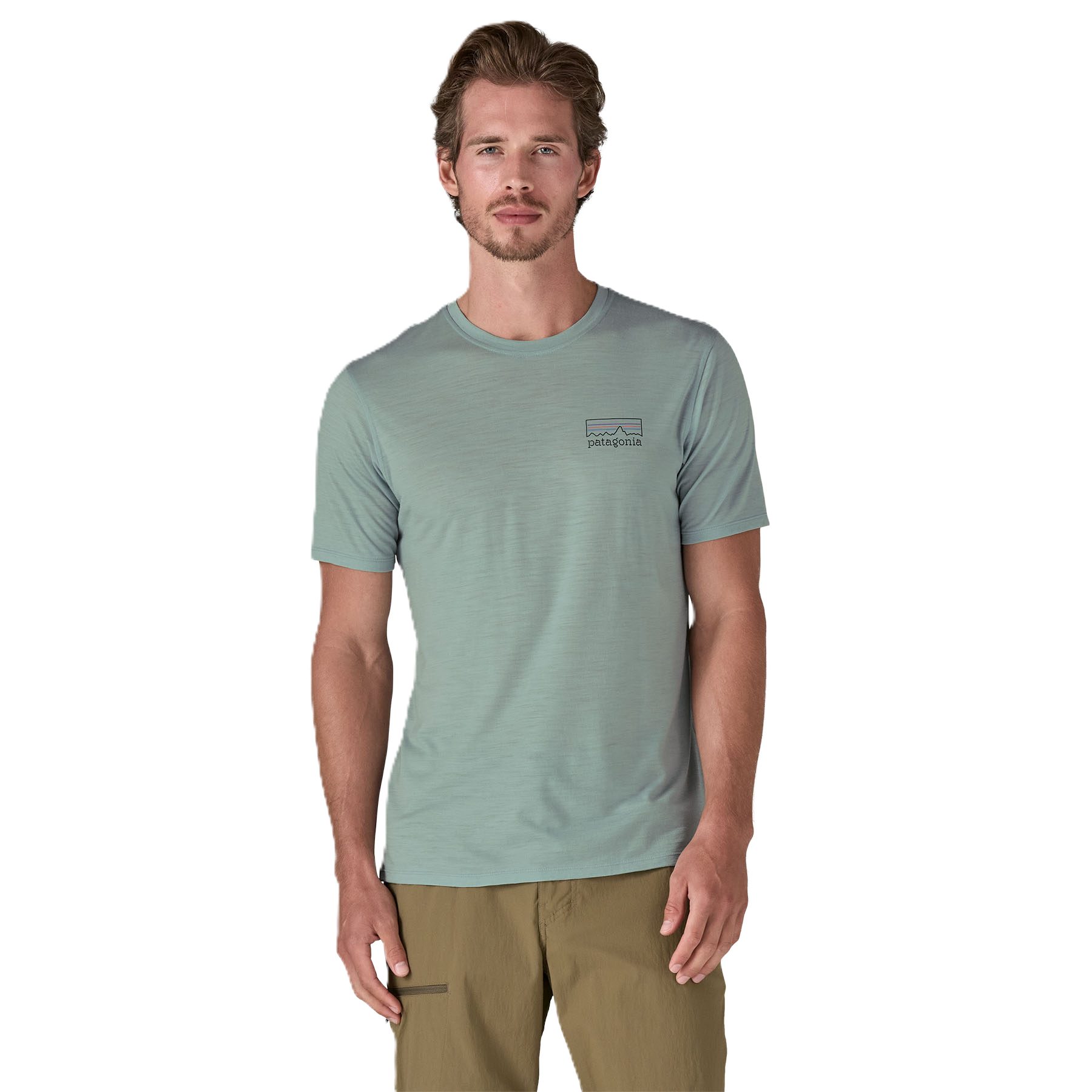 Patagonia T-Shirt Patagonia Cap Cool Merino Blend Grap Fitz Roy Shirt Herren