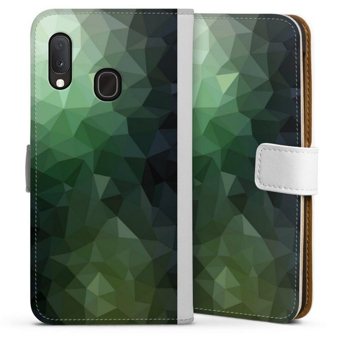 DeinDesign Handyhülle Tarnmuster Mosaik Geometric Polygonal Mosaic Green Samsung Galaxy A20e Hülle Handy Flip Case Wallet Cover