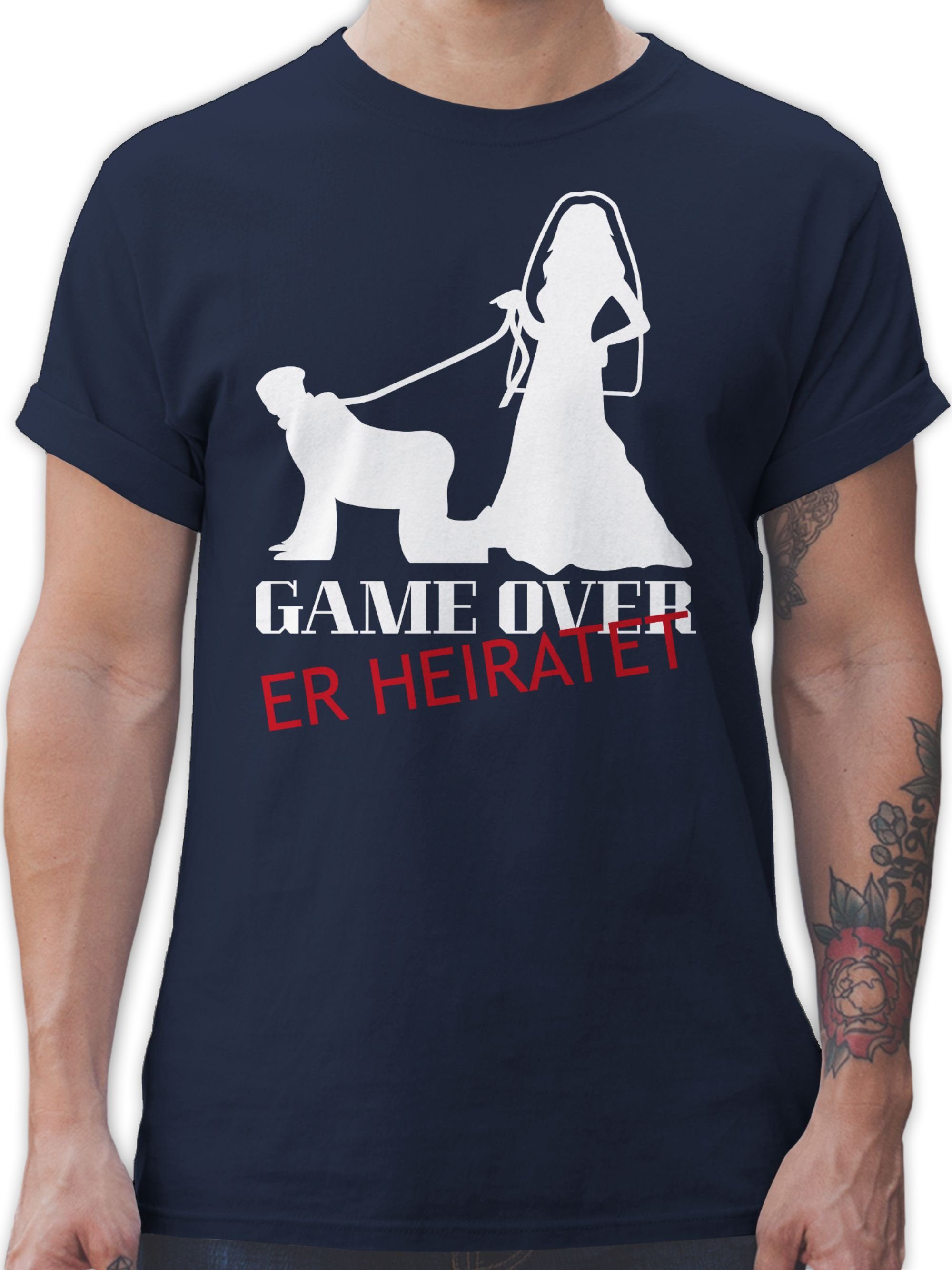 Shirtracer T-Shirt Game Over - Er Heiratet JGA Männer 03 Navy Blau | 