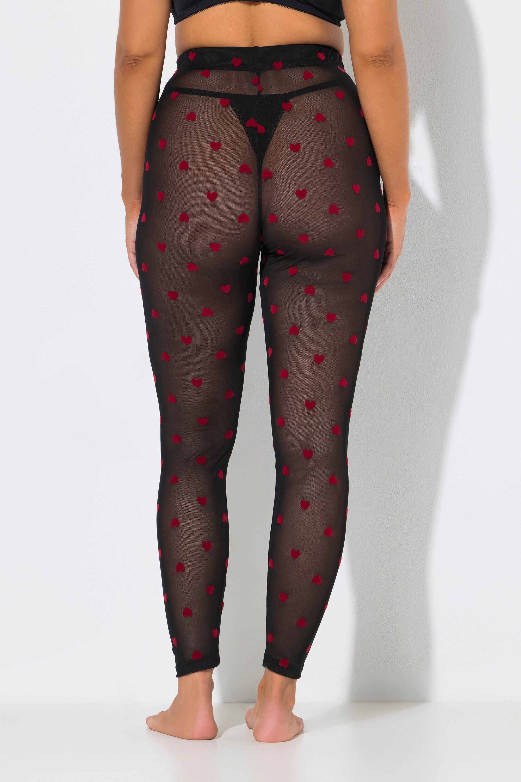 Ulla Popken Feinstrumpfhose Mesh-Leggings samtweiches Herzmuster