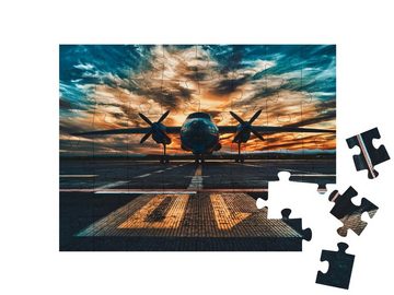 puzzleYOU Puzzle Propellergetriebenes Flugzeug im Sonnenuntergang, 48 Puzzleteile, puzzleYOU-Kollektionen Flugzeuge