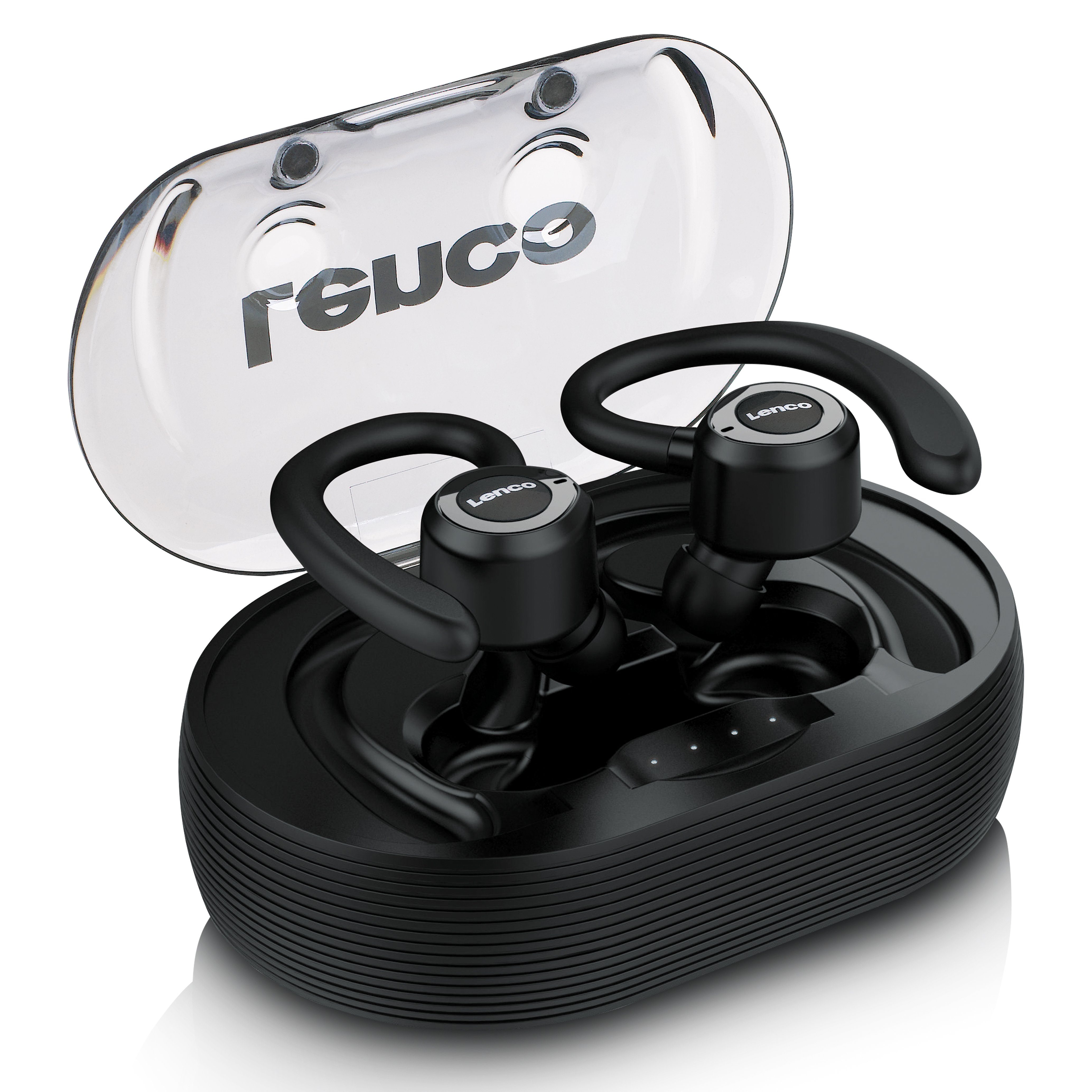Lenco EPB-460BK In-Ear-Kopfhörer (Bluetooth, 60h Akku mit Powerbank, Easy-Touch, IPX5-Schutz inkl. Ohrhörer-Sets)