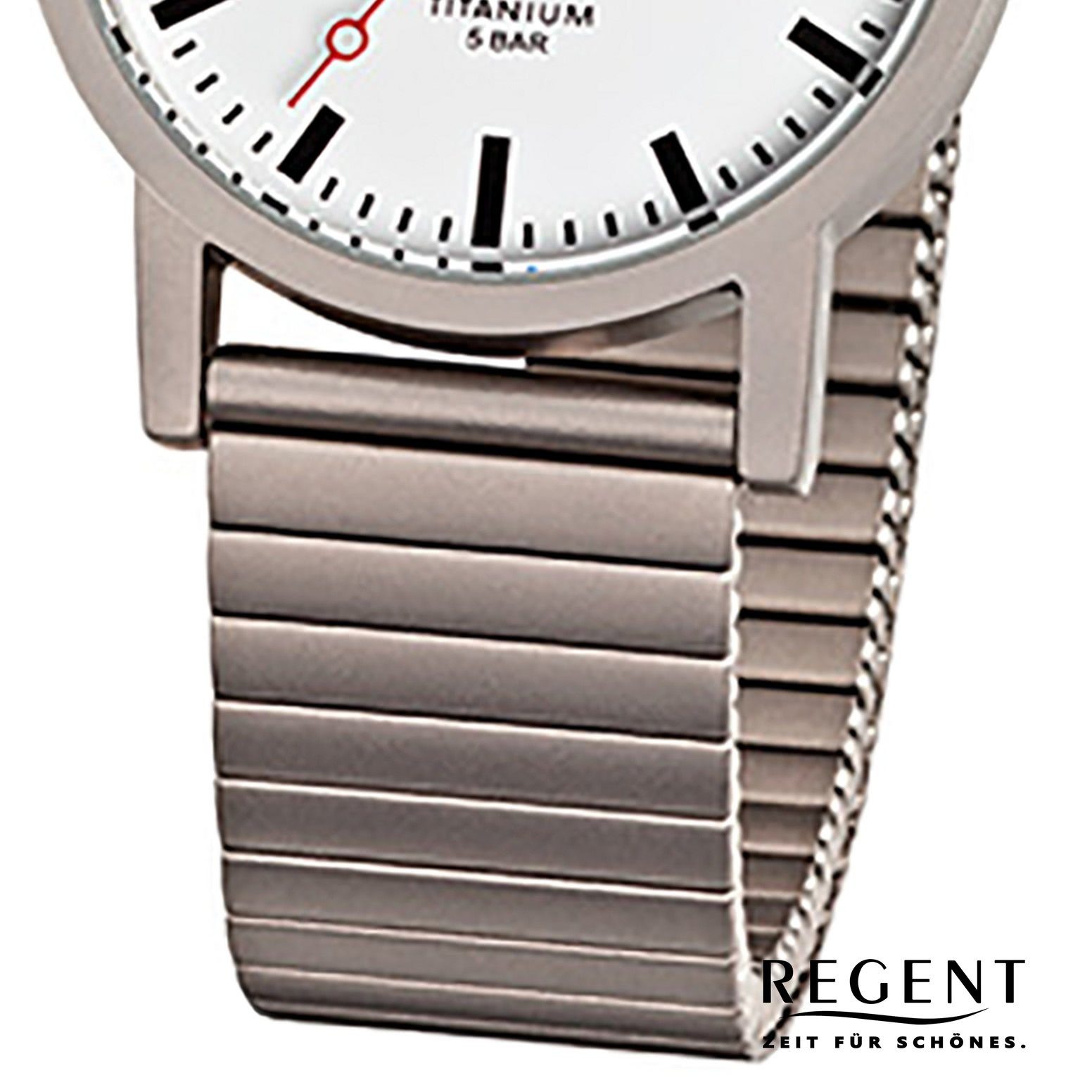 Regent Quarzuhr Regent Damen Herren-Armbanduhr silber grau, (Analoguhr), Damen, Herren Armbanduhr rund, mittel (ca. 34mm), Titanarmband
