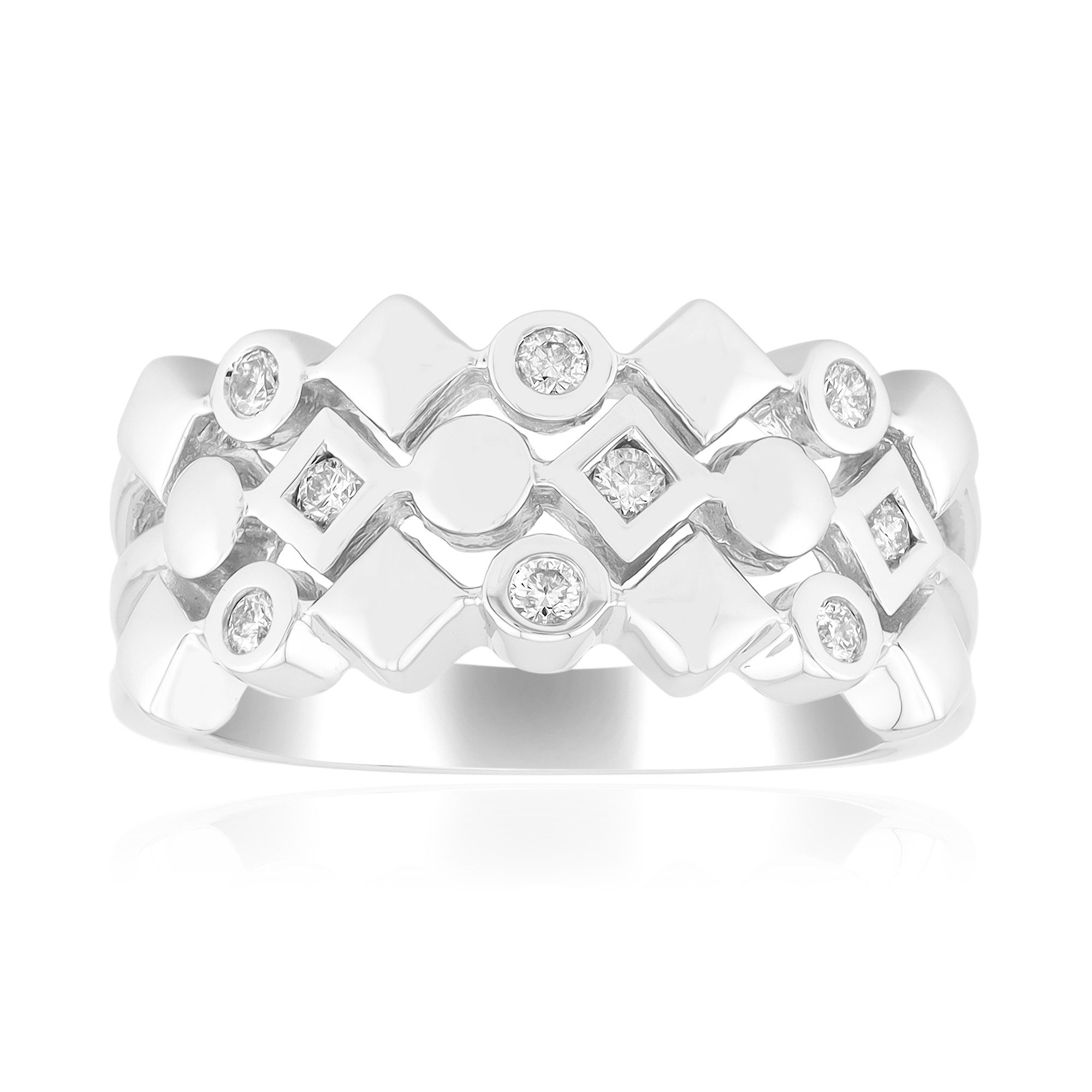 Cavill Diamantring Cavill Ring aus Sterlingsilber mit 9 Diamanten 0,12 ct modern (1-tlg)