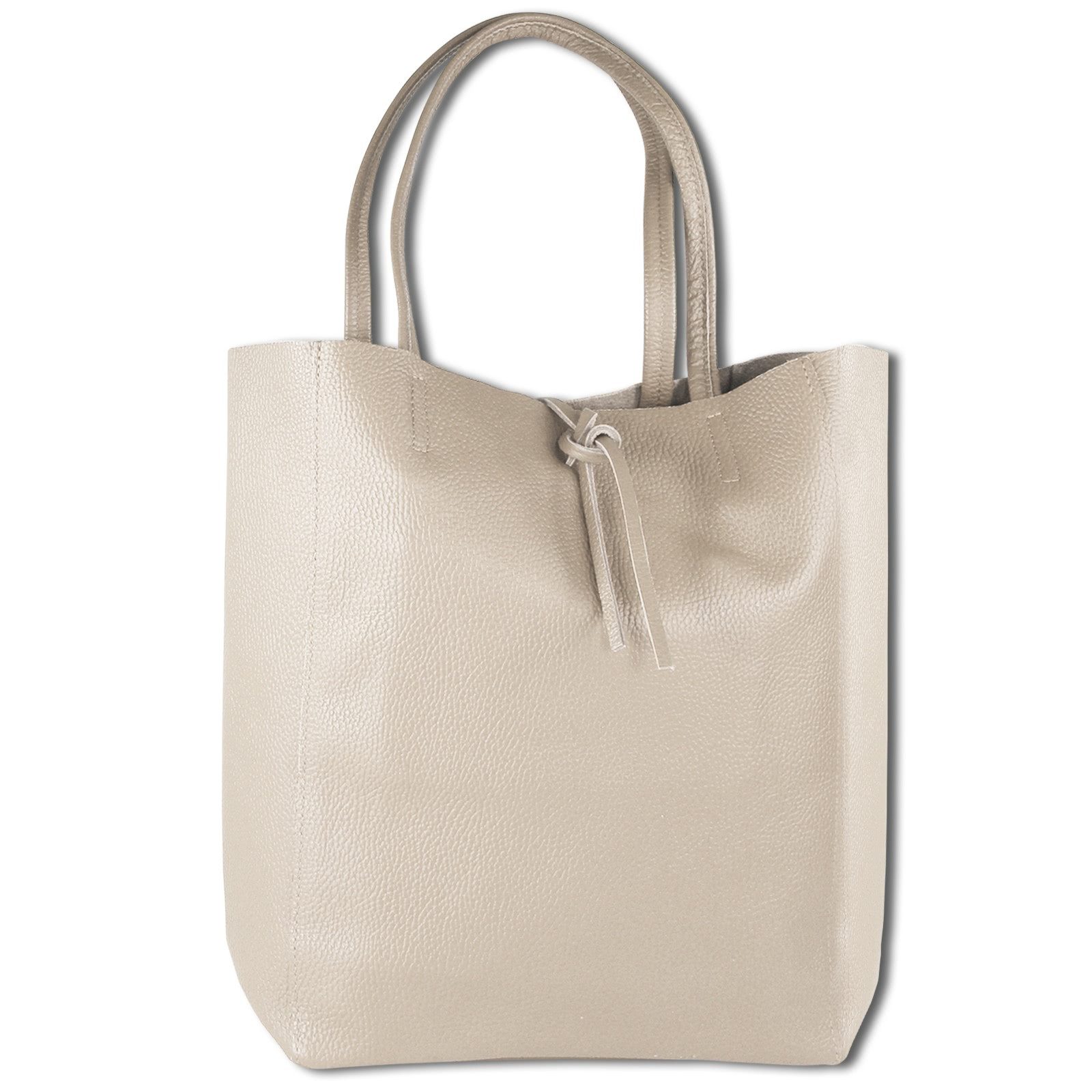 Toscanto Schultertasche Toscanto Damen Shopper Schultertasche (Schultertasche), Damen Shopper, Schultertasche Leder, beige ca. 28cm x ca. 35cm