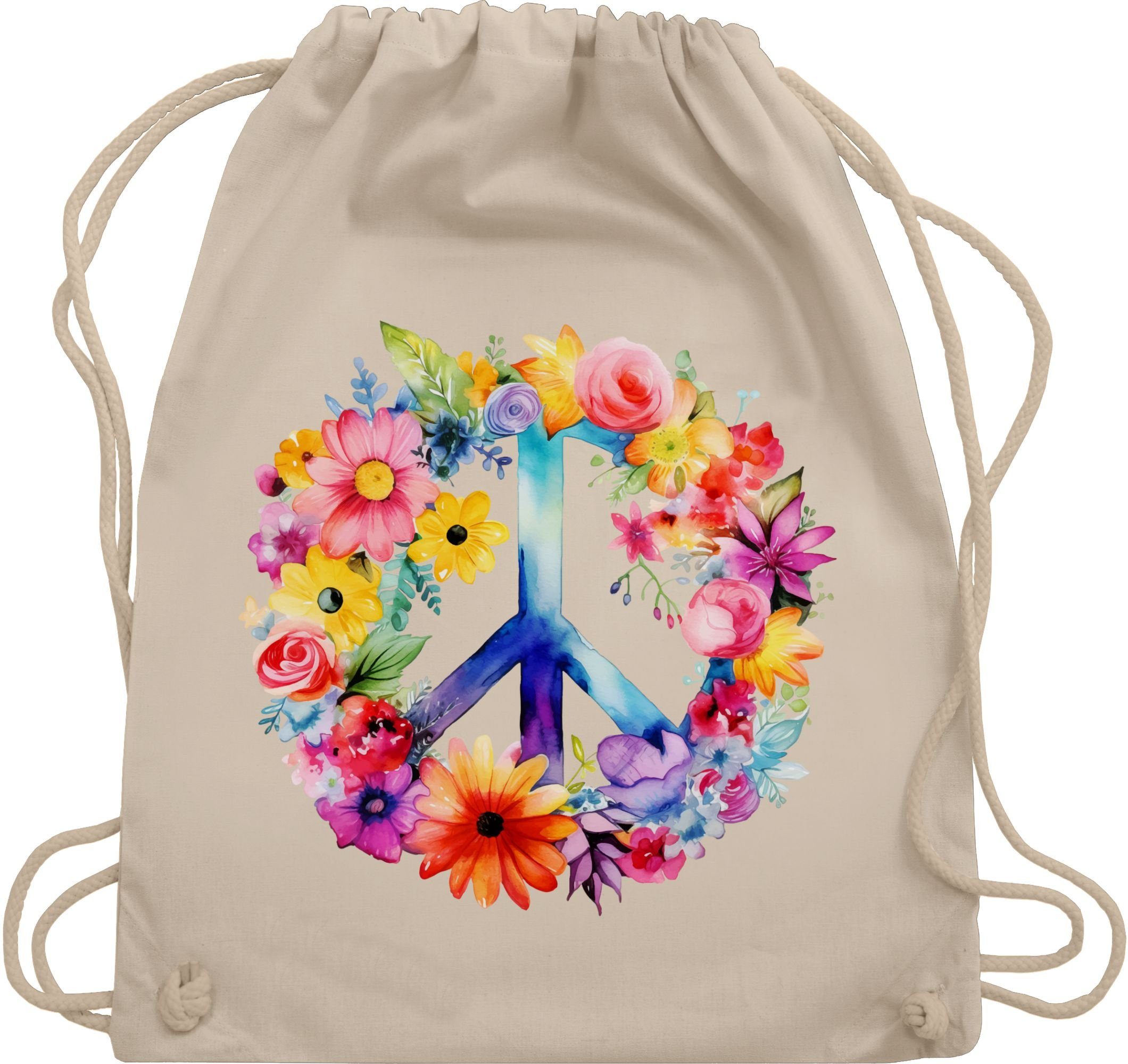 Shirtracer Turnbeutel Peacezeichen I Peace Symbol Hippie I Frieden I 60er I 70er Flower Powe, Statement