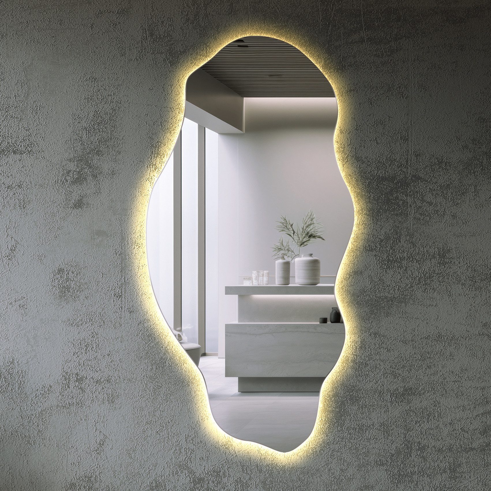 Tulup LED-Lichtspiegel Wandspiegel Dekorativer Moderner LED-Spiegel günstig online kaufen