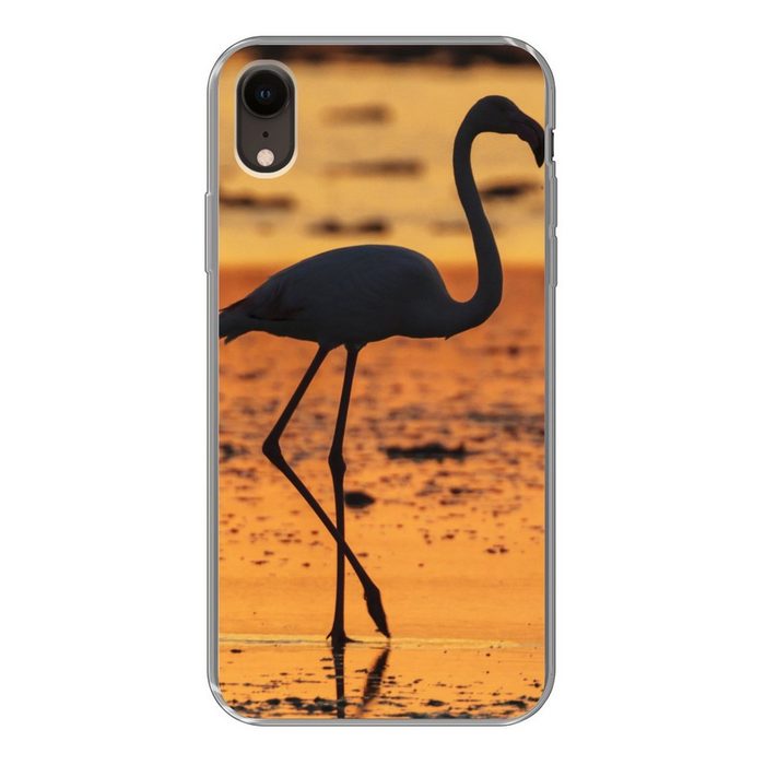 MuchoWow Handyhülle Silhouette eines Flamingos bei Sonnenuntergang Handyhülle Apple iPhone XR Smartphone-Bumper Print Handy