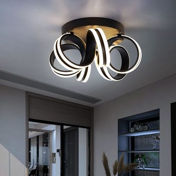 TRIO Leuchten LED Deckenleuchte, LED-Leuchtmittel fest verbaut, Warmweiß, LED Deckenleuchte Wohnzimmerlampe Switchdimmer Metall schwarz D 45 cm