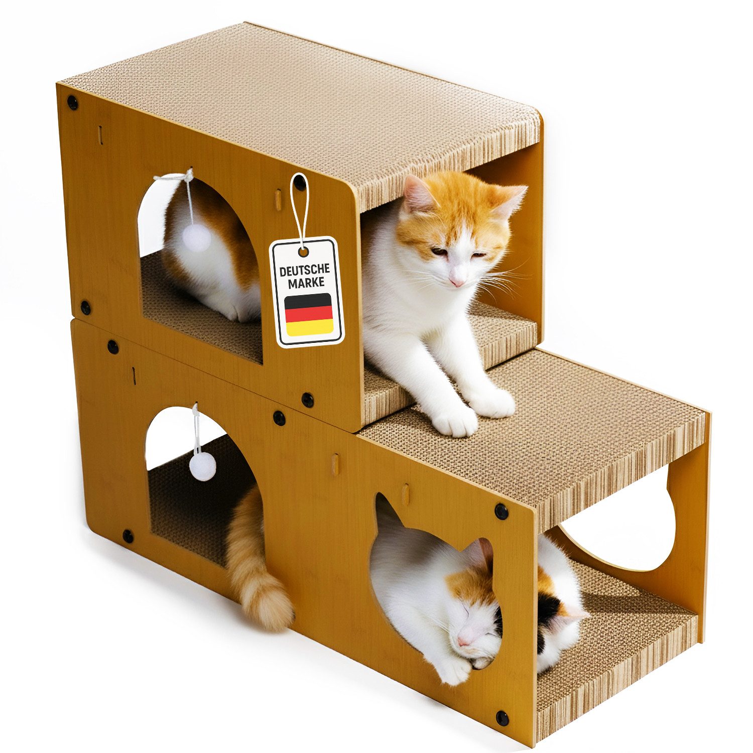 Roxlin Katzenhaus Katzen Kratzmöbel TV-Modell – Kratzhaus & Kratzbrett Karton Katzenhaus