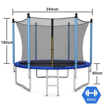 COSTWAY Gartentrampolin Fitnesstrampolin, mit Sicherheitsnetz & Leiter