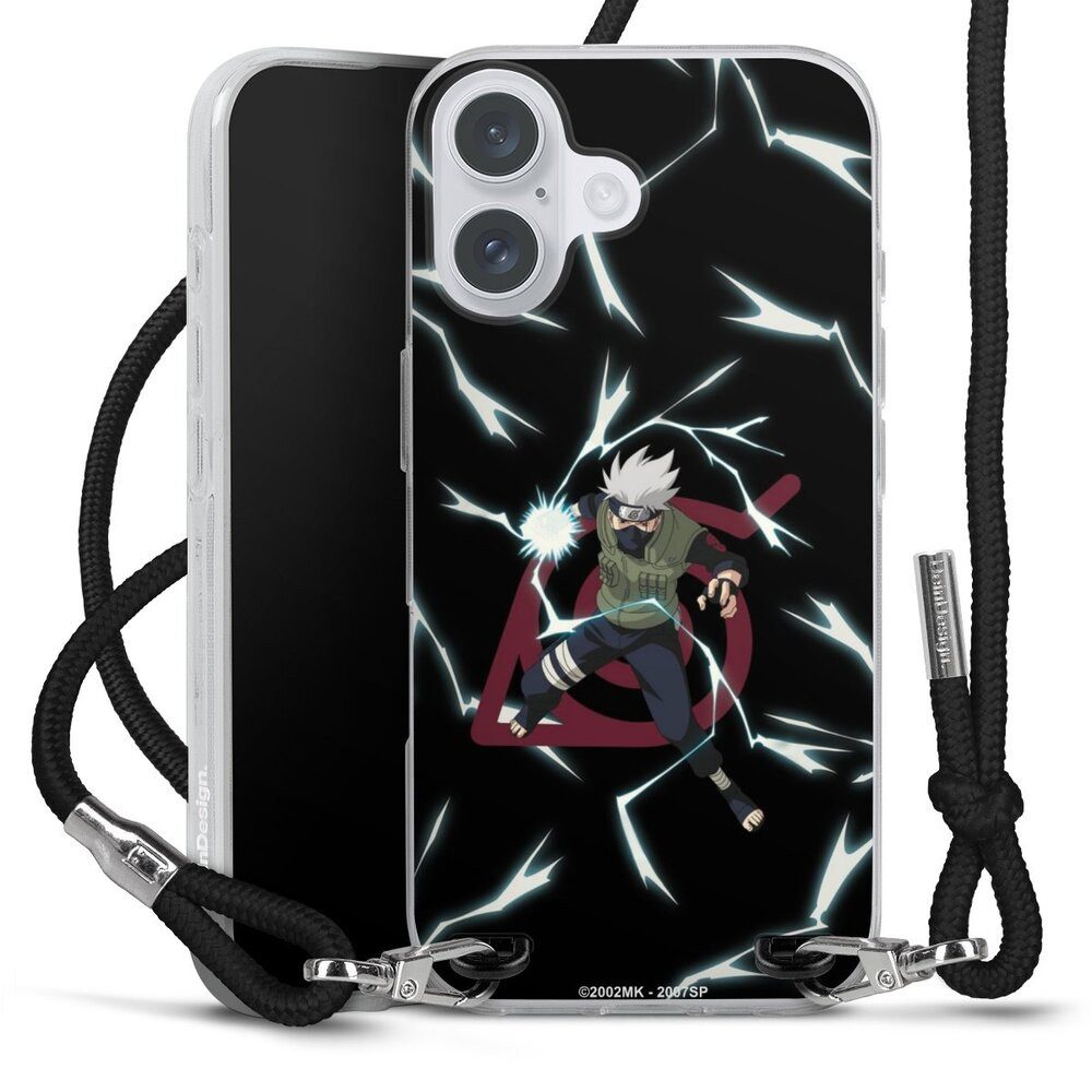 DeinDesign Handyhülle Kakashi Naruto Shippuden Offizielles Lizenzprodukt Kakashi Raikiri, Apple iPhone 16 Plus Handykette Hülle mit Band Case zum Umhängen