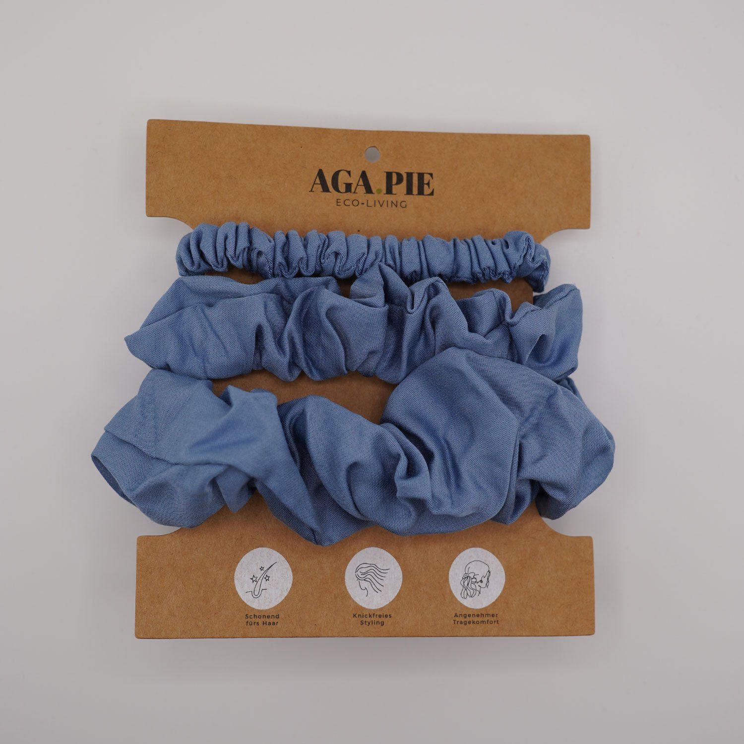 AGA.PIE Haargummi Scrunchie-Set, sanft Bambus-Cellulose, Lyocell Blau aus aus besonders Haar 100% zum