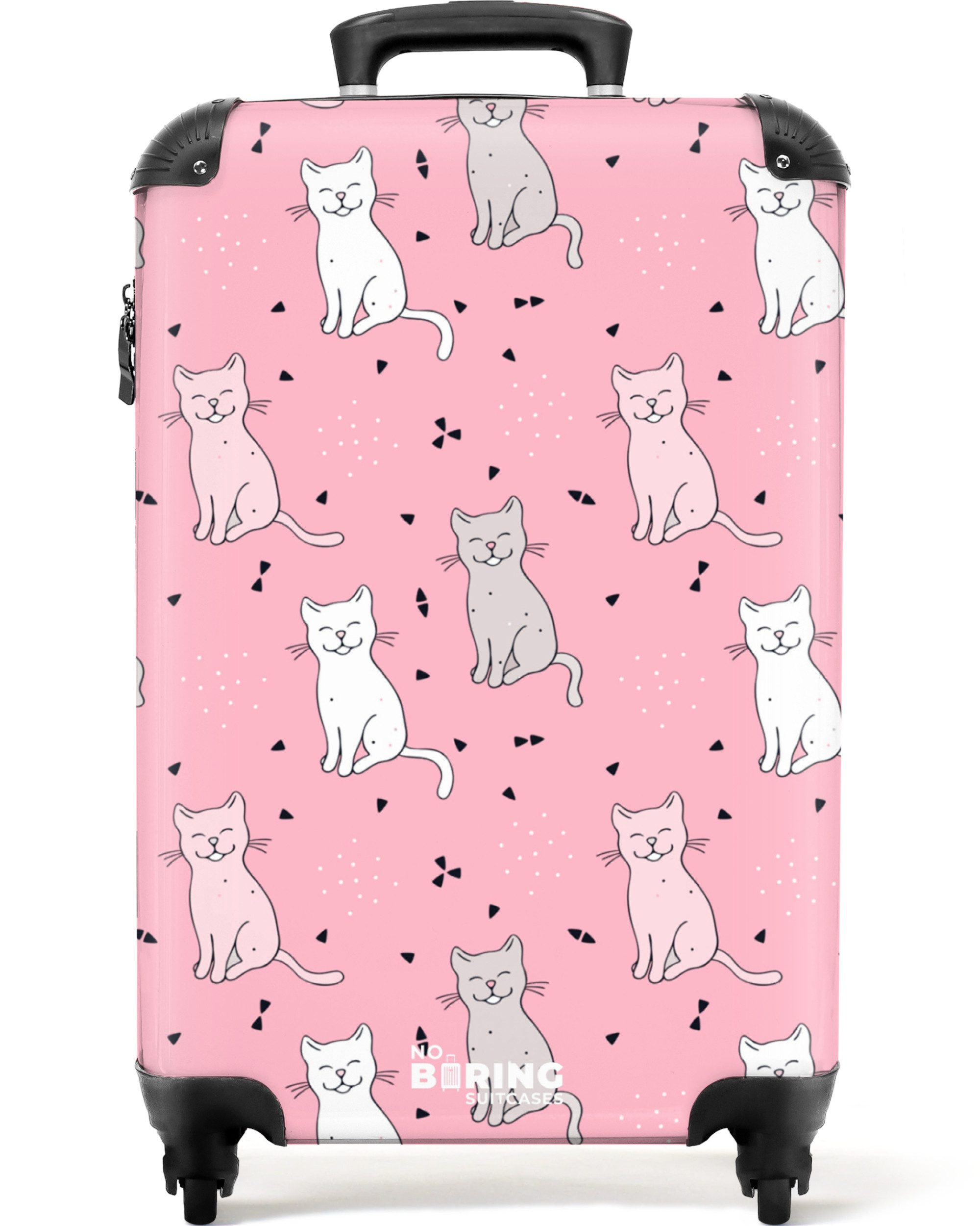NoBoringSuitcases.com© Kinderkoffer Katze - Rosa - Muster - Katze - Haustiere 55x35x20cm, Kinder Koffer Klein, Trolley Handgepäck, Reisekoffer