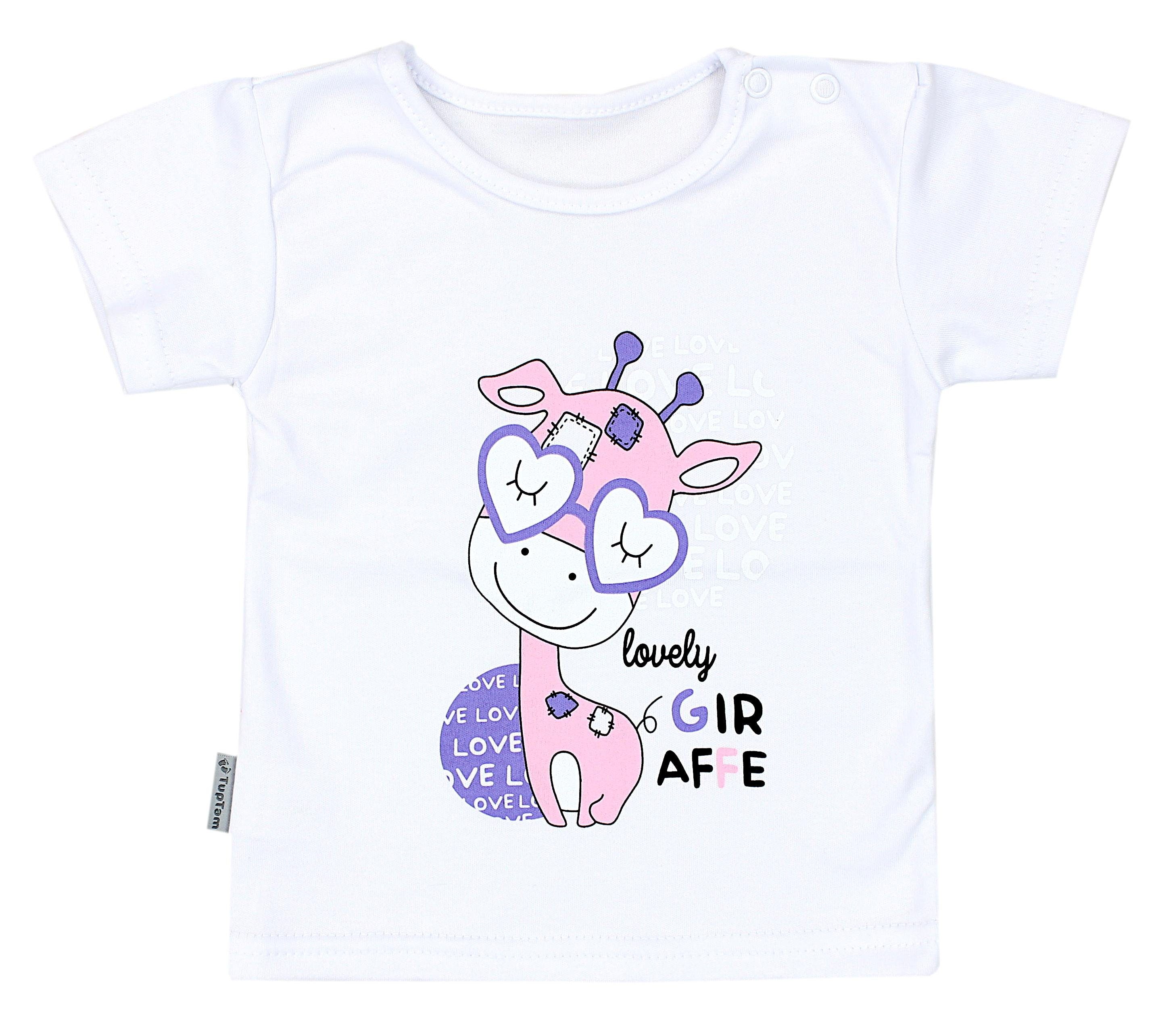 Bunt TupTam Streifen Set Gemustert Baby T-Shirt Weiß Mädchen Kurzarm Rosa Kaninchen TupTam Giraffe T-Shirt 5er Grau