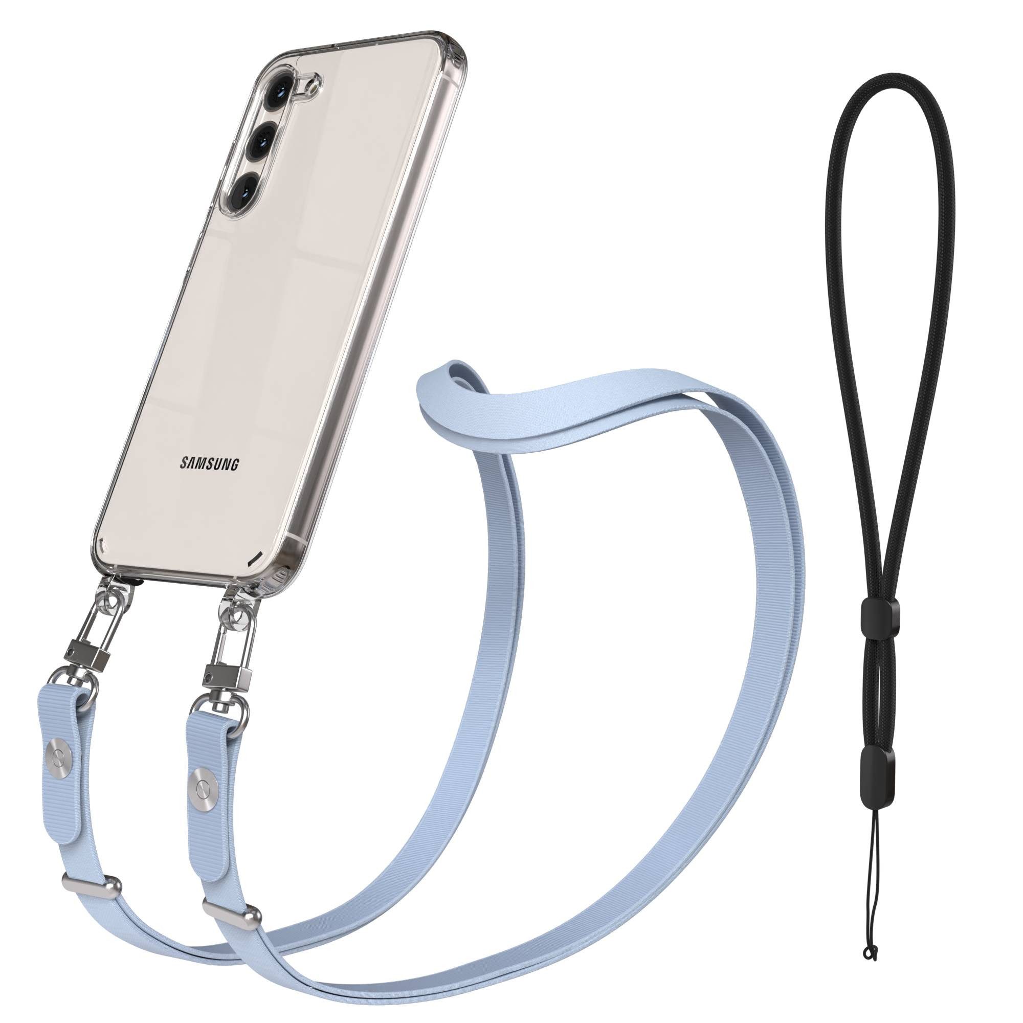 EAZY CASE Handykette für Samsung Galaxy S23 Plus Handyhülle mit Handyband magnetisch, Smartphone Band in Hellblau mit 2x2 Connectoren und Magnetband