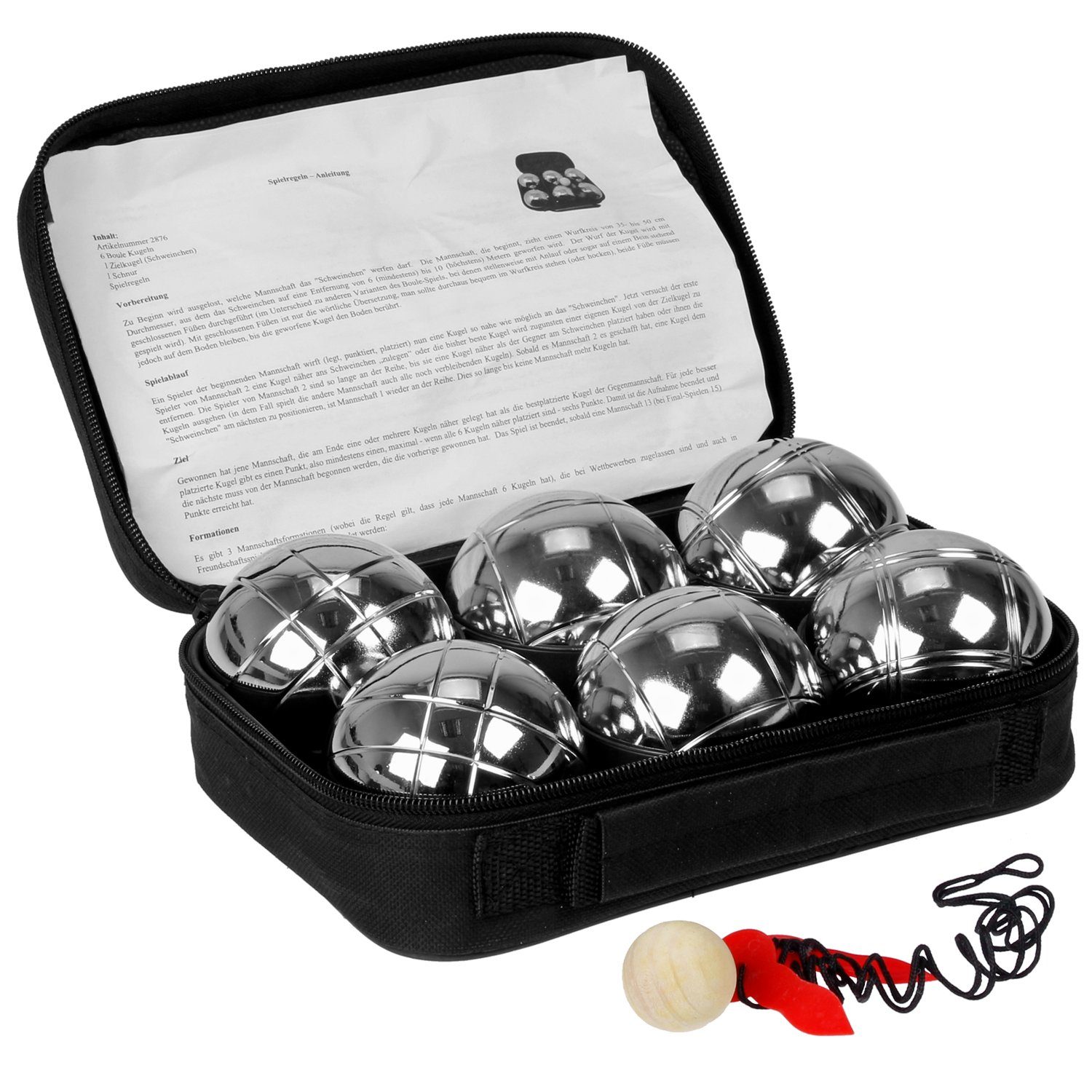 FunTomia Spiel, Familienspiel, Gesellschaftsspiel Boccia Kugeln Set, Boule Kugeln mit 6X Metall-Kugeln 1x Holz-Kugel, 1x Abstandsmesser 1x Tragetasche, Petanque für Outdoor-Spiel Garten und Strand Spielzeug