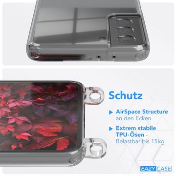 EAZY CASE Handykette Silikon Kette Karabiner für Samsung Galaxy S21 5G 6,2 Zoll, Smartphonekette Cover Silikonhülle Umhängetasche Burgundy Rot Beere