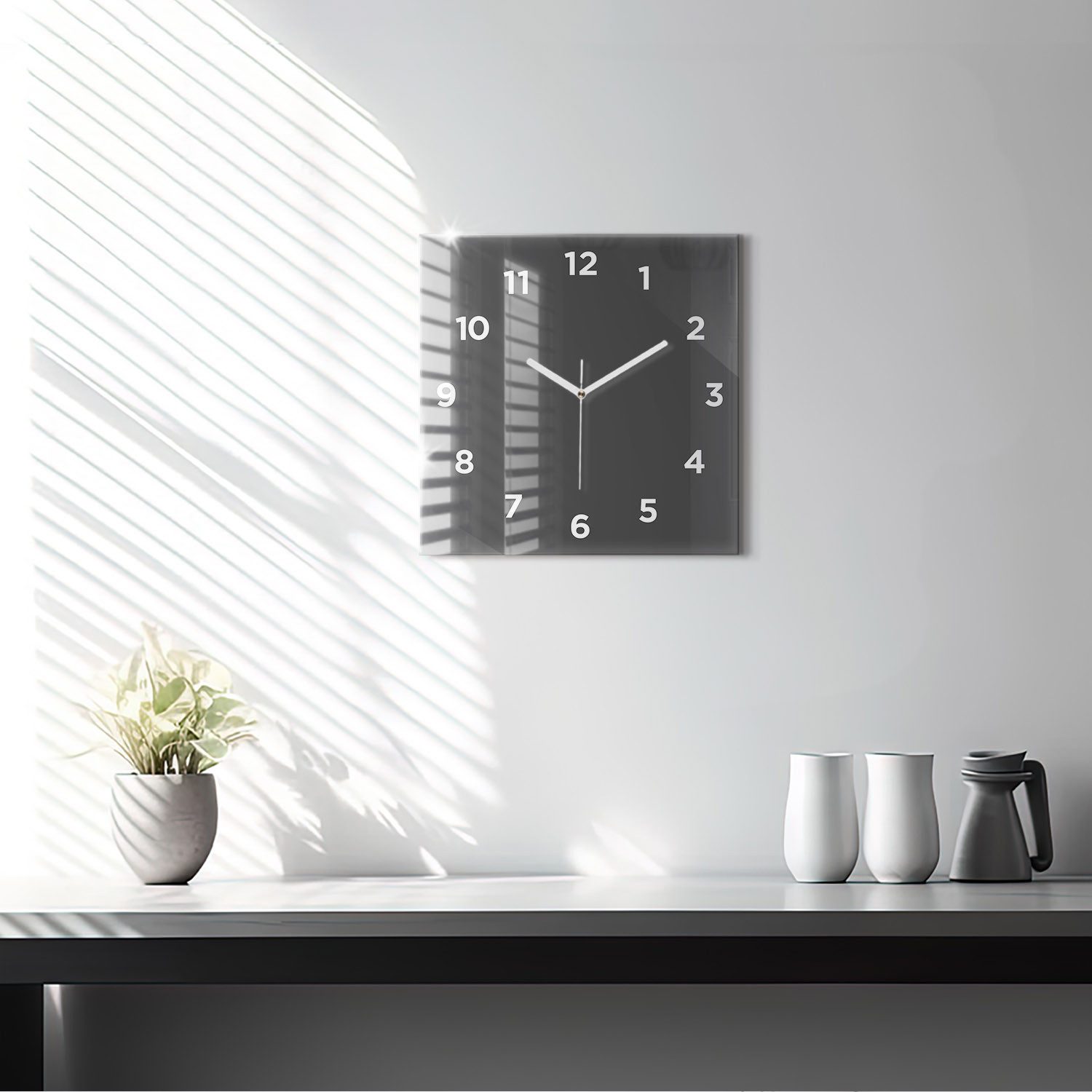 Tulup Wanduhr Glasuhr Modernistische Glaswanduhr 30x30cm Uhr aus gehärtetem Glas