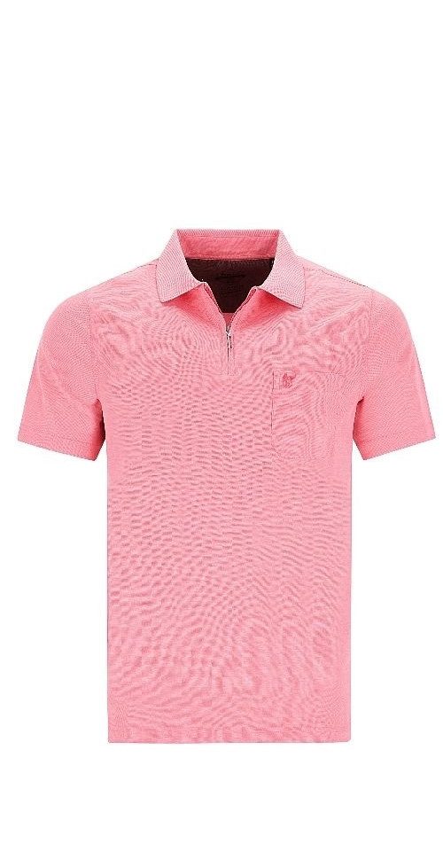 Hajo Poloshirt HAJO Herren Poloshirt Softknit Pink/Coral ? Kurzarm Polo mit Zip-Krage