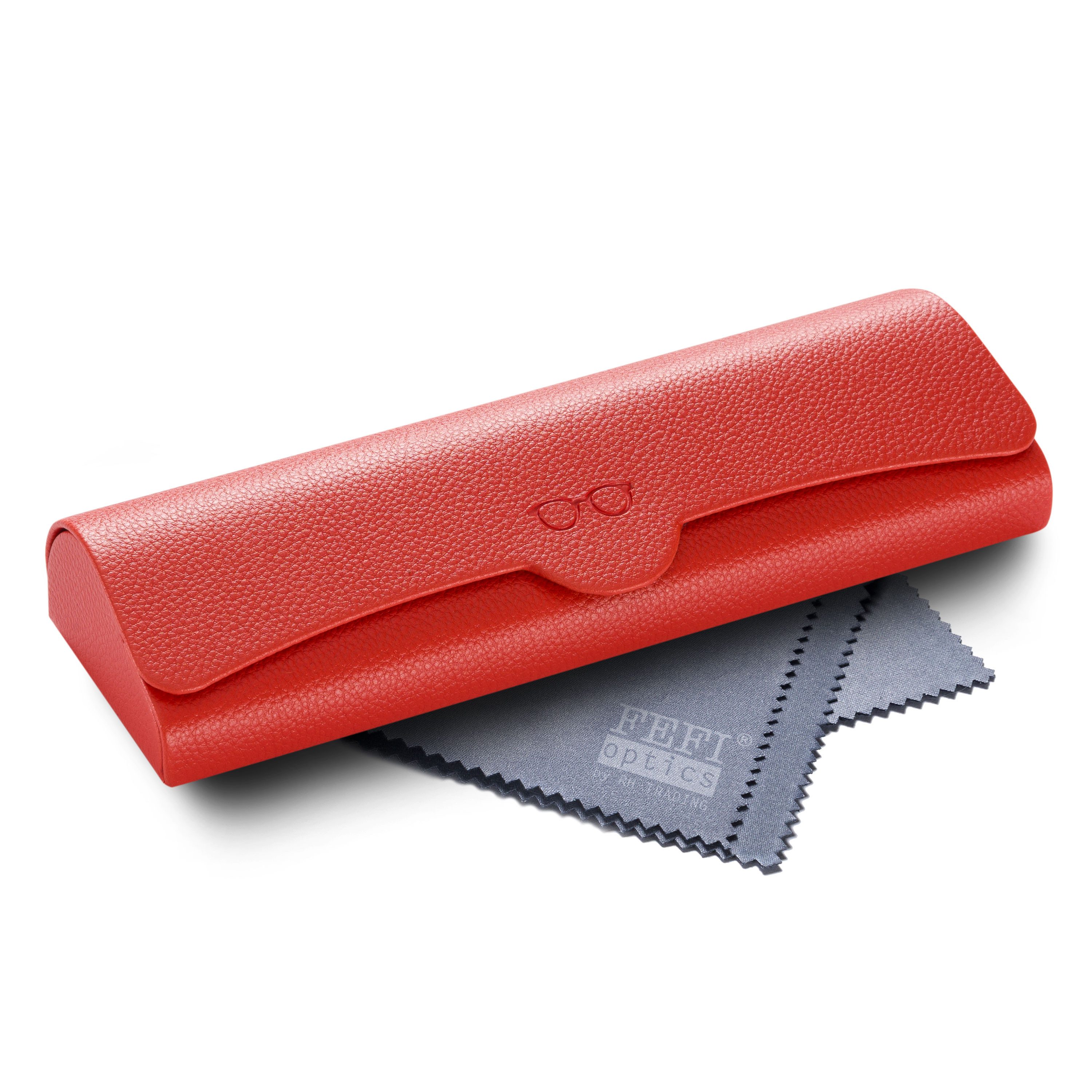 FEFI Brillenetui Hardcase (Metalletui) mit Kunstleder und Magnetverschluss, Set aus 1 Etui + hochwertigem Mikrofasertuch