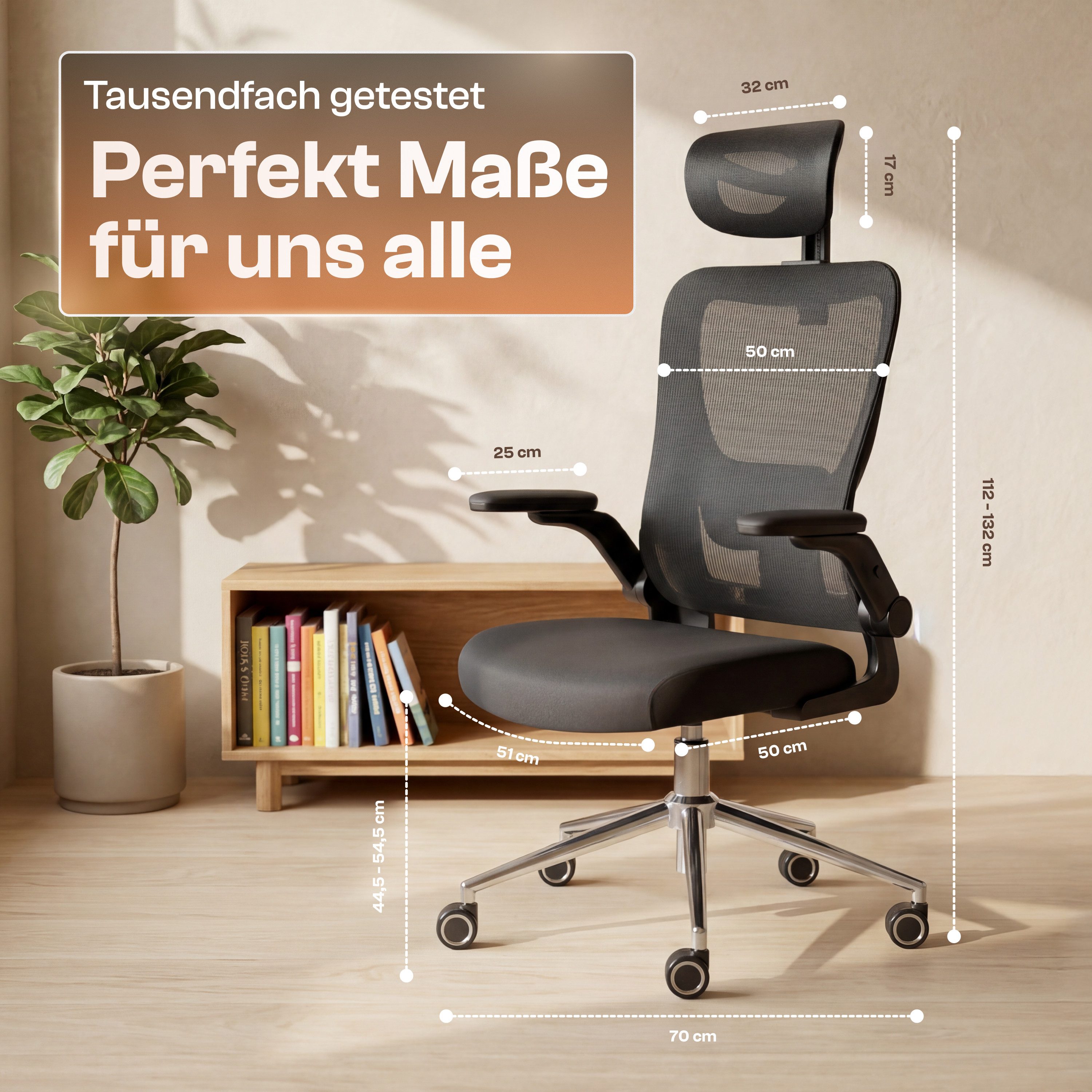 LUTIVO Bürostuhl Ergonomisch & Individuell Anpassbar, Home Office Schreibtischstuhl (Bürostuhl Alpha, Bravo), Einstellung für Sitzhöhe, Kopfstütze, Armlehnen und Rücken Support