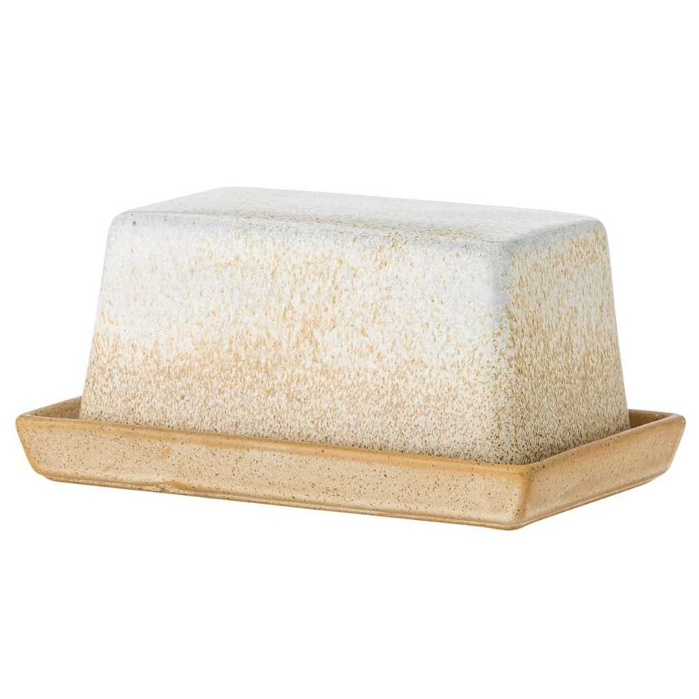 Bloomingville Butterdose Bloomingville Butterdose PAULA Beige Weiß Keramik mit Deckel