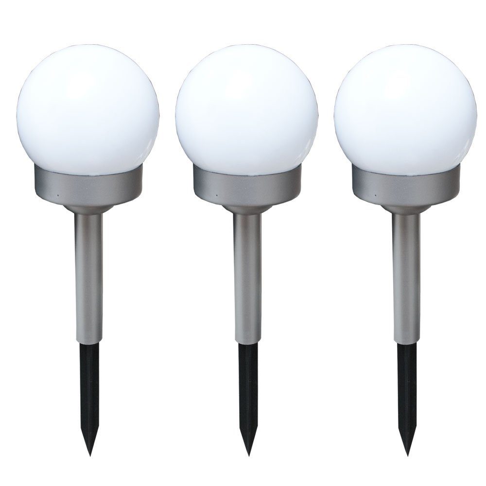 GLOBO LIGHTING LED Gartenleuchte, LED-Leuchtmittel fest verbaut, Warmweiß, 3x LED Solar Außen Steck Lampen Garten Erdspieß Kugel Rasen Leuchten