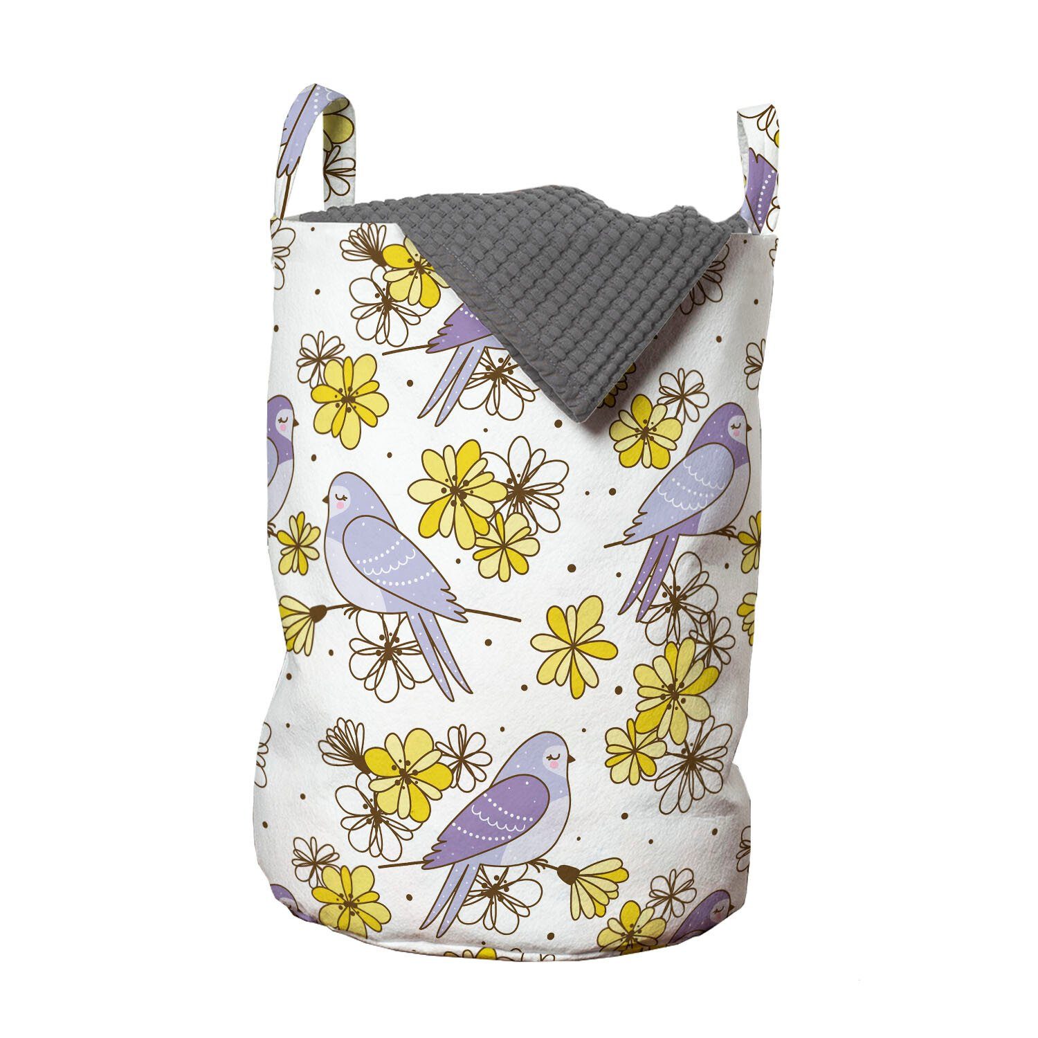 Abakuhaus Wäschesäckchen Swallow Kordelzugverschluss Griffen Frühling mit Gelbe Wäschekorb Vögel für Blumen Waschsalons