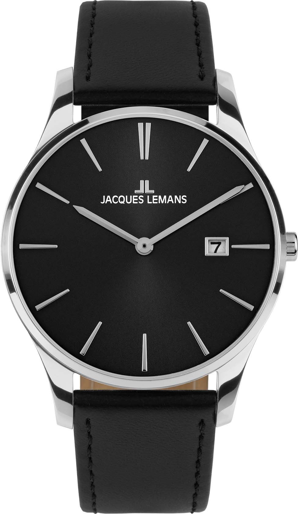 Jacques Lemans Quarzuhr London, 1-2122A, Armbanduhr, Damenuhr, Datum, gehärtetes Crystexglas