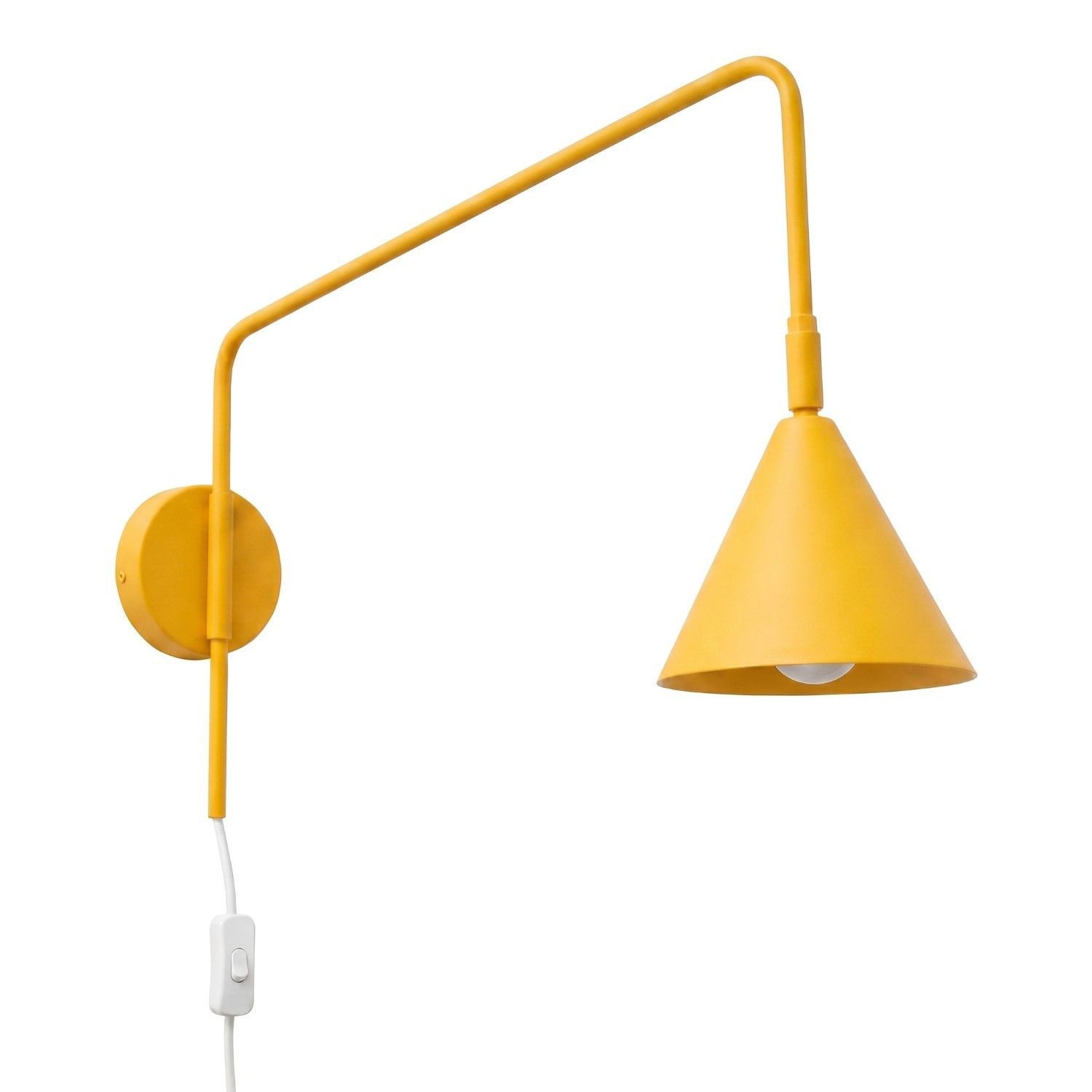 Licht-Erlebnisse Wandleuchte LUNDY, ohne Leuchtmittel, Metall E14 30 cm hoch mit Schalter Gelb Modern Wandlampe