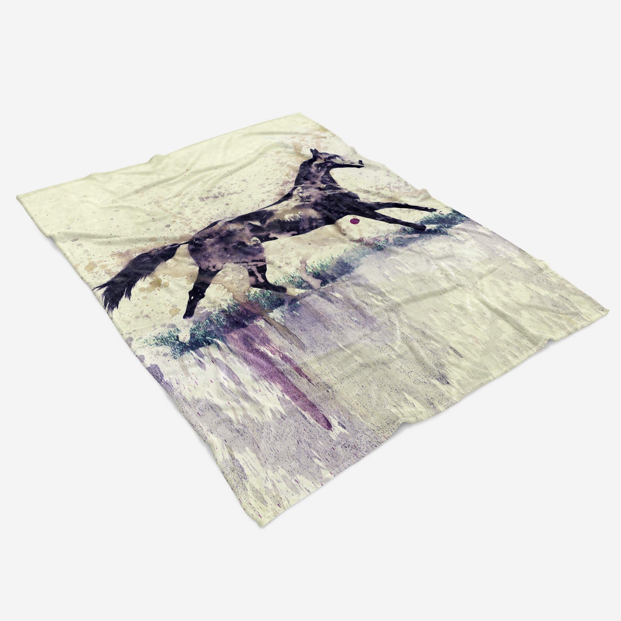 Kunstvoll Sinus Kuscheldecke Handtücher Serie Strandhandtuch Horse Art Tier Handtuch SplashArt Mo, Saunatuch II (1-St), Baumwolle-Polyester-Mix Handtuch