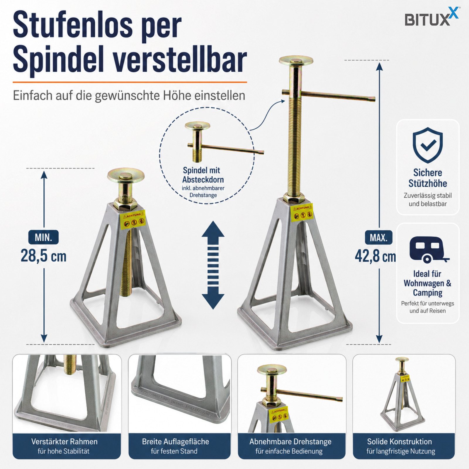 Bituxx Unterstellbock 4er Set Alu Stützböcke 900kg, 900 kg max. Belastbarkeit, (Set, 4-St., MS-17511)