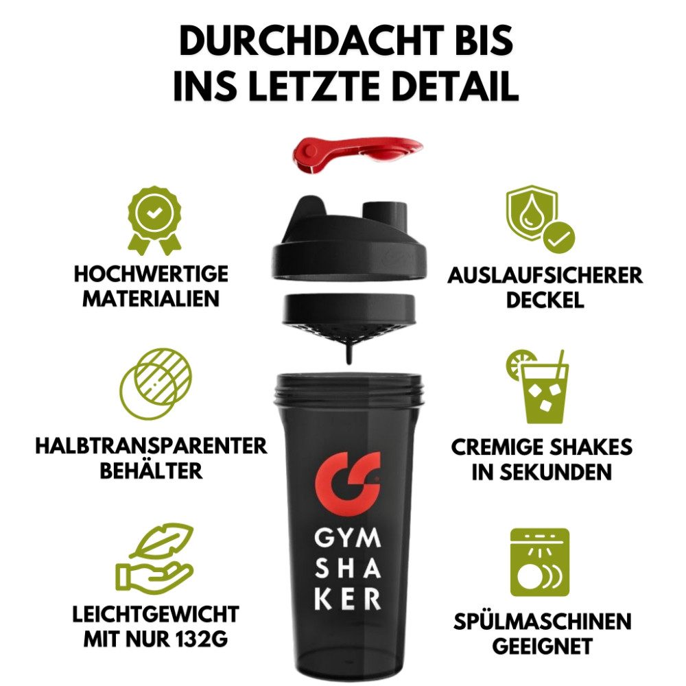 GYMSHAKER Protein Shaker - Trinkflasche für Fitness, Sport, Bodybuilding & Muskelaufbau