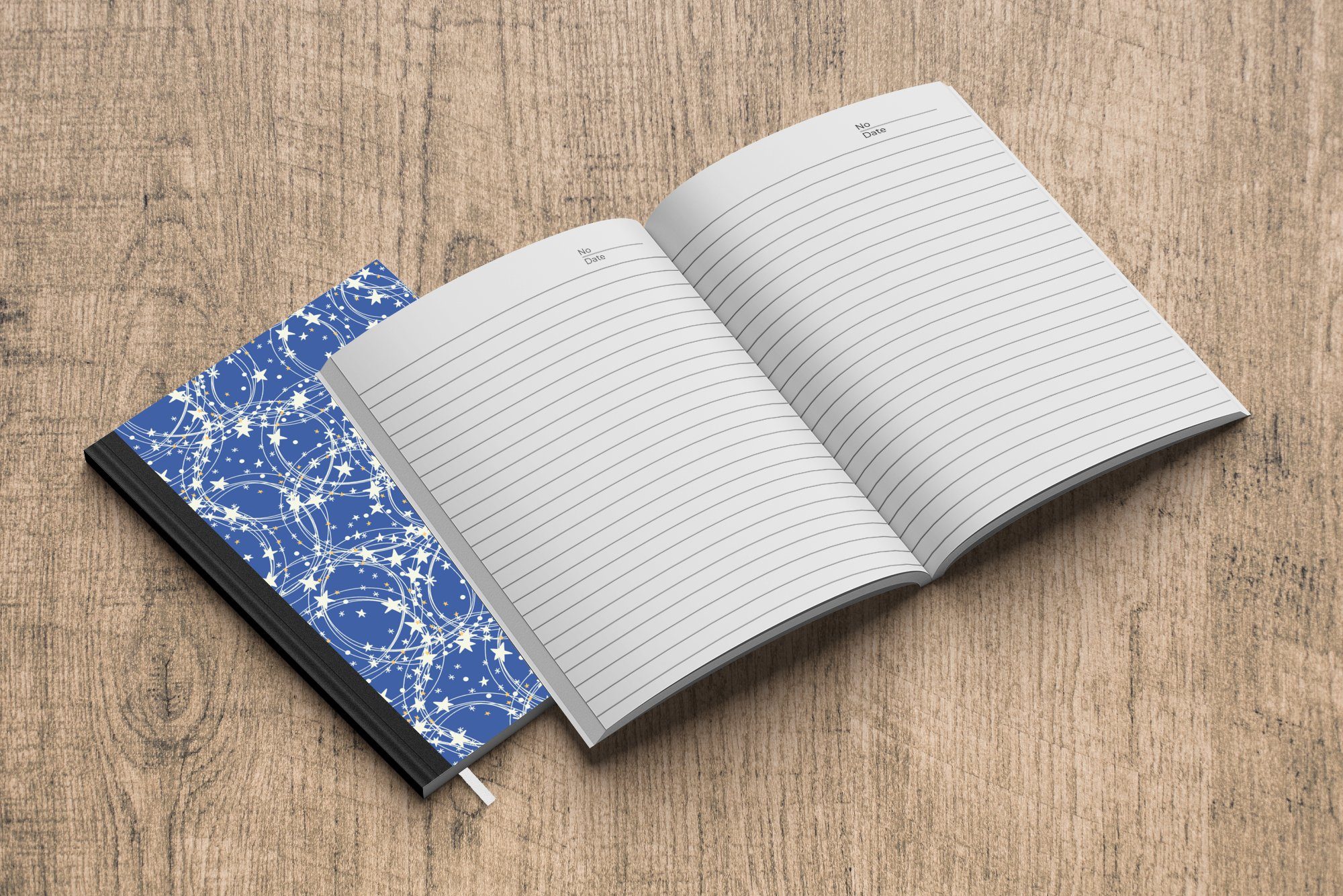 Sterne A5, MuchoWow - Winter - Weihnachten 98 Schlittschuhe Muster, Journal, Notizheft, - Haushaltsbuch Merkzettel, Tagebuch, Seiten, Notizbuch -