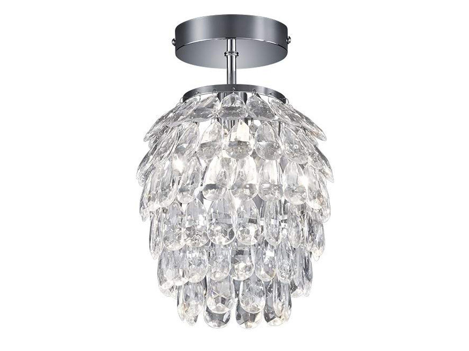 Reality Leuchten LED Deckenleuchte, Dimmfunktion, LED wechselbar, Warmweiß, kleine ausgefallene Deckenlampe Kristall Ø 20cm