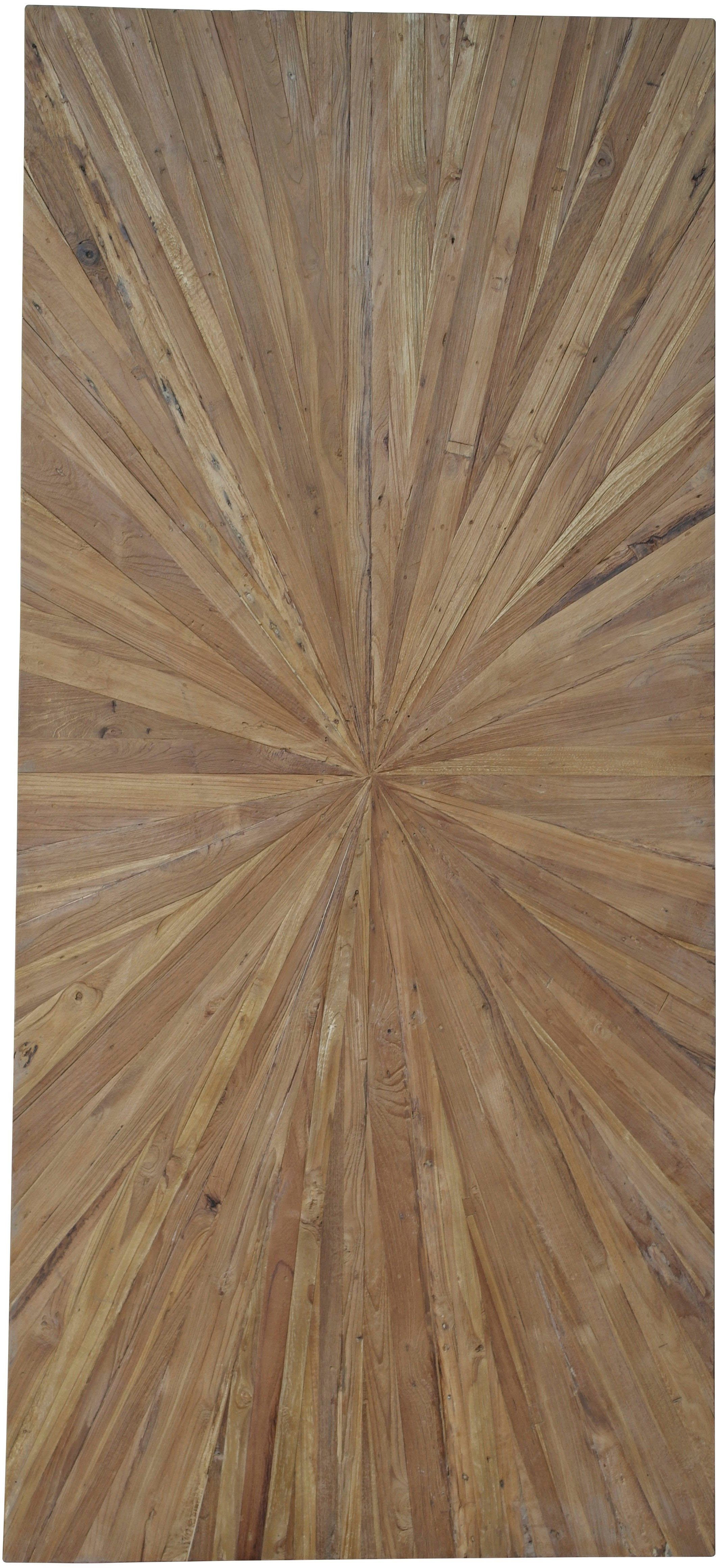 SIT Esstisch Adana aus recyceltem Teak mit Sonnenmuster & Kufengestell, 50 mm starke Teakplatte mit Sonnenmuster & stabilem Kufengestell