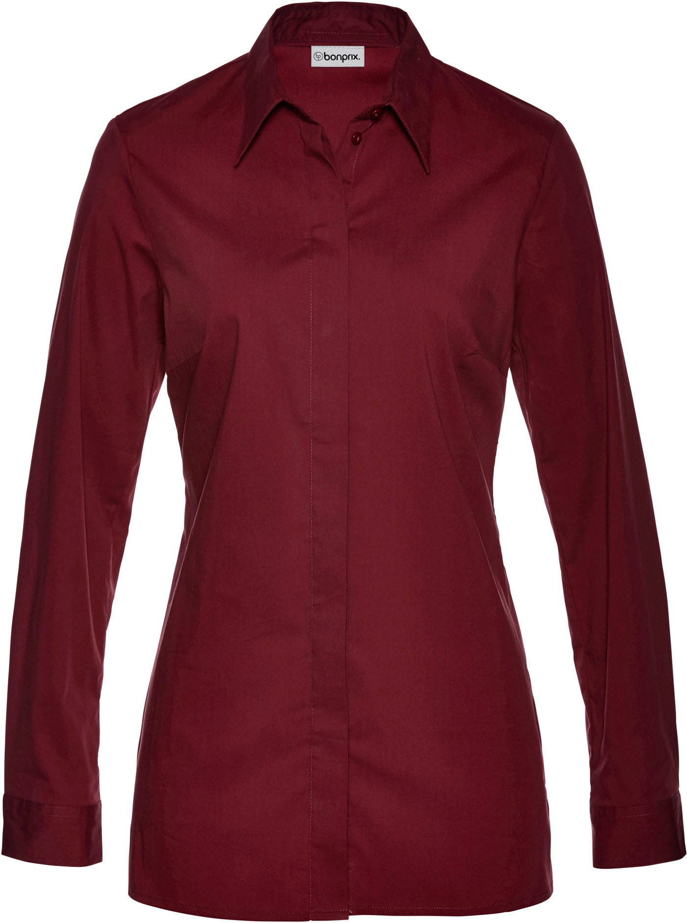 bonprix Langarmbluse lockere Passform, mit Stehkragen, mit verdeckter Knopfleiste