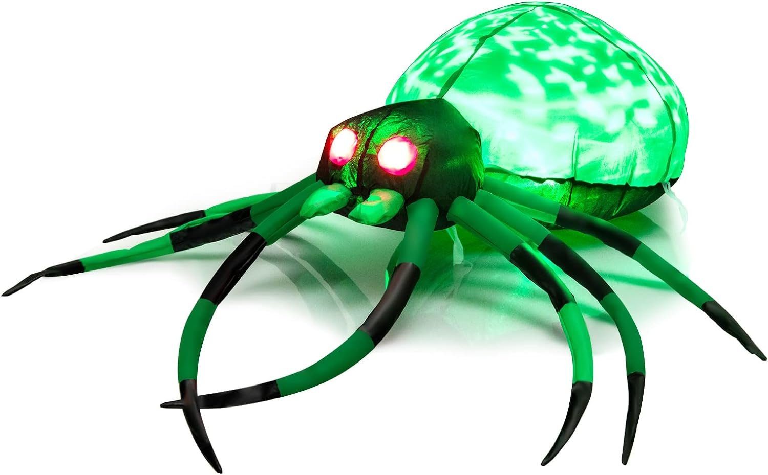 KOMFOTTEU Dekoobjekt aufblasbare Halloween-Spinne, mit LED-Rotationslicht, 100 cm
