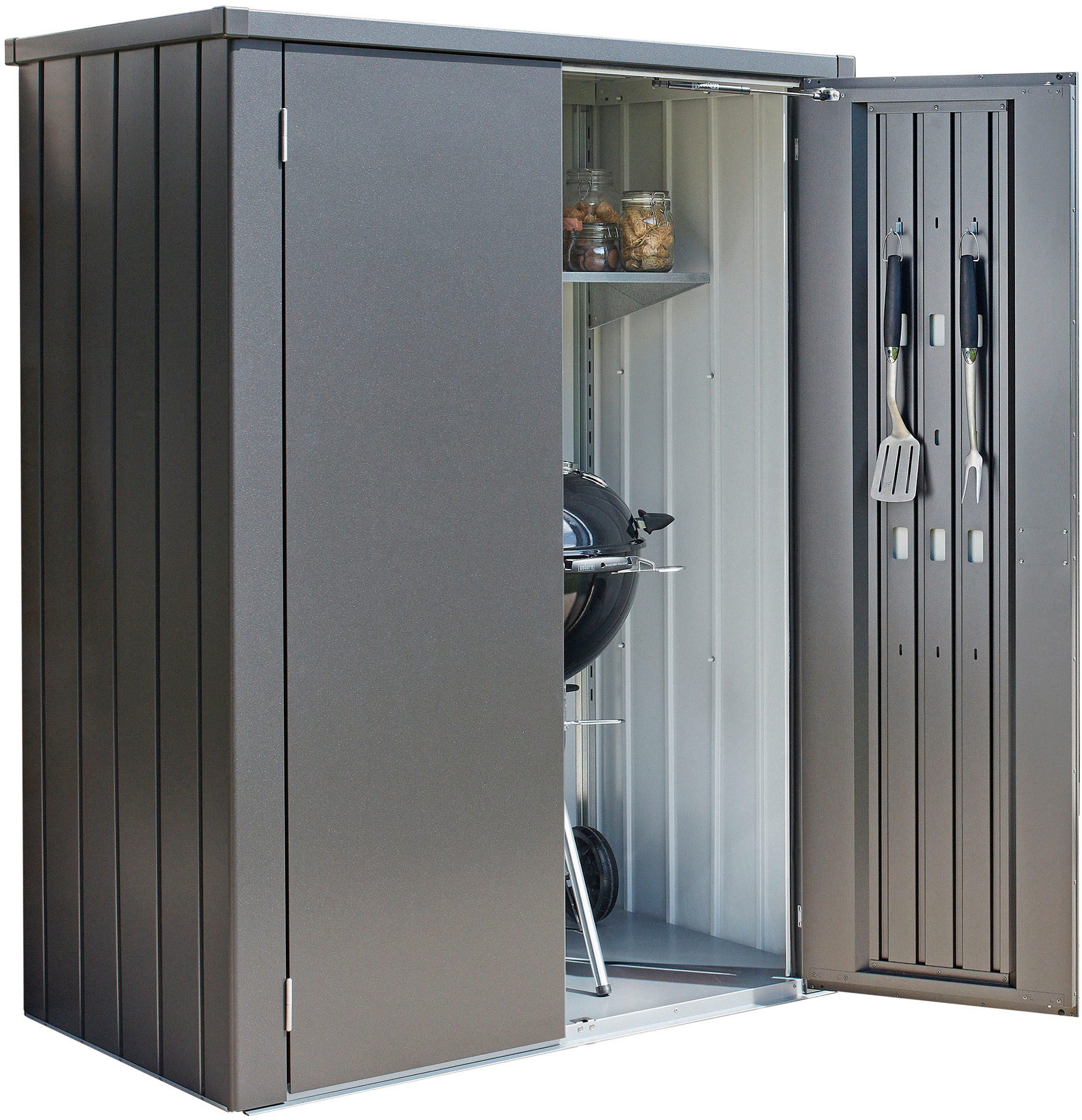 Biohort Mehrzweckschrank Romeo Gr. L high, verschiedene Farben 132x87x181 cm, der ideale Terrassenschrank aus Metall