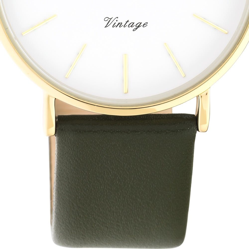 OOZOO Quarzuhr Oozoo Damen Armbanduhr olivgrün Analog, (Analoguhr), Damenuhr rund, mittel (ca. 36mm) Lederarmband, Casual-Style