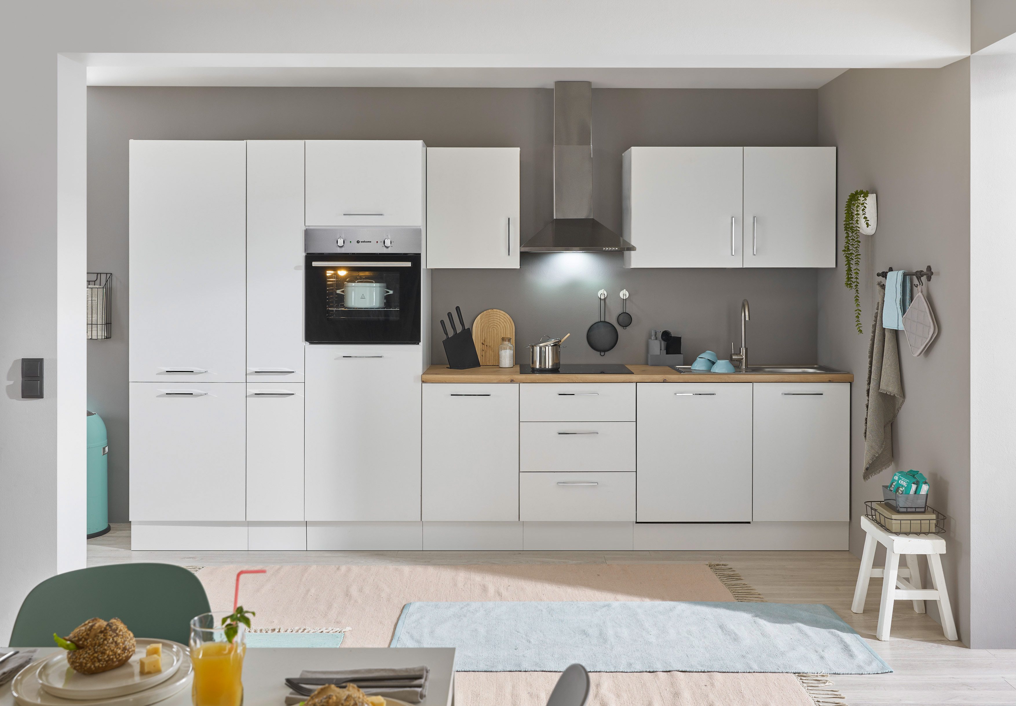 BASIC by Balculina Küchenzeile Turin, Breite 370 cm, wahlweise mit E-Geräten