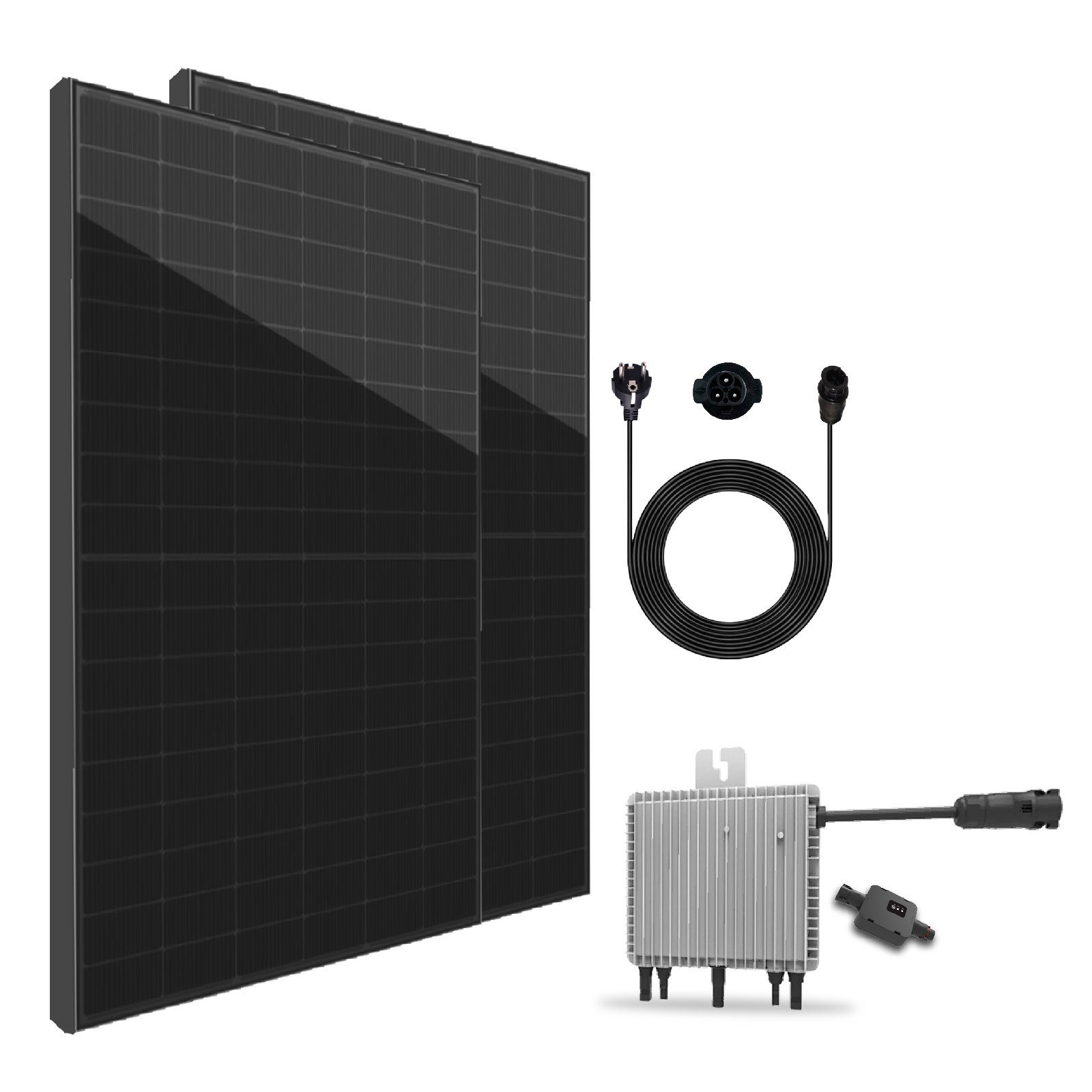 mit Wasserdichtigkeitsklasse, Neu Ihr Glas-Full-Black Monokristallin, Generation Deye 820W Campergold Bifaziale steckerfertig Haus, Solarmodule, Komplettset Upgradefähiger Solaranlage & WIFI Relais, 800W (Mit für Balkon-Solaranlage Play Wechselrichter Balkonkraftwerk Plug Antireflexbeschichtung),