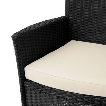 Casaria Sitzgruppe, (7-tlg), Polyrattan 6 stapelbare Stühle 7cm dicke Auflagen WPC Gartentisch