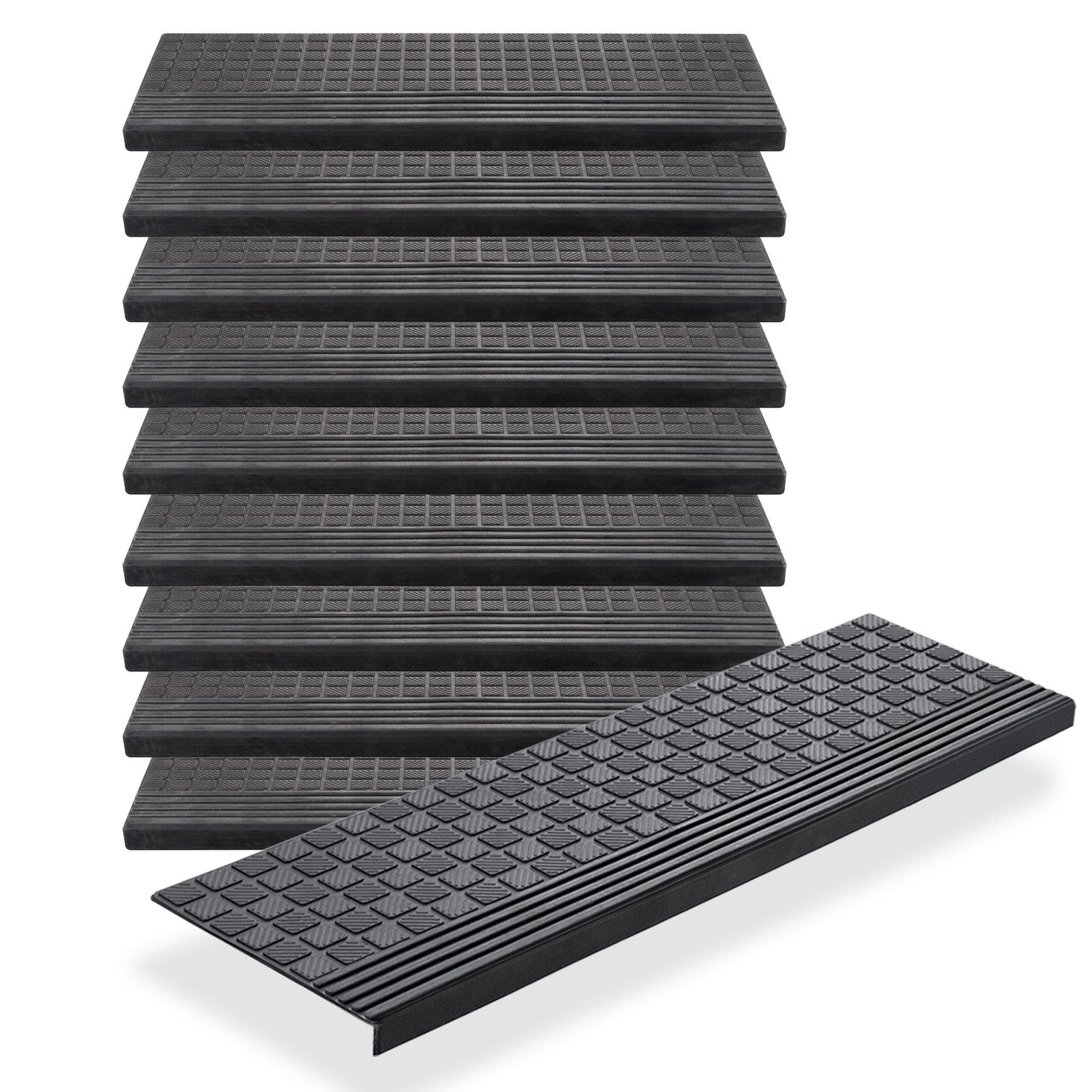 BigDean Stufenmatte 10x Gummi 65x25cm Treppenstufen Außen Antirutschmatten, günstig online kaufen