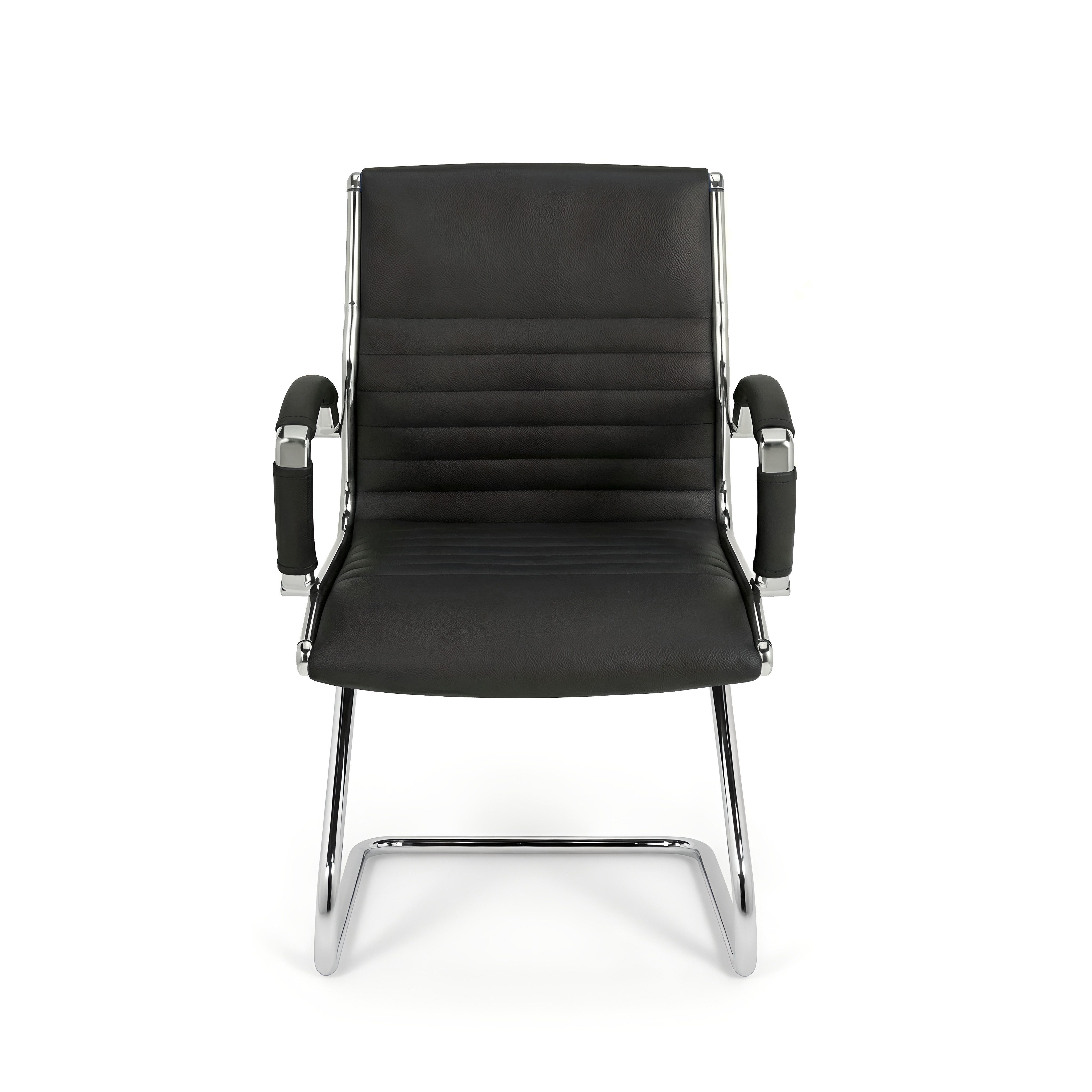Versee Besucherstuhl VERSEE Montreal Konferenzstuhl Leder, 150kg belastbar, ergonomisch (Freischwinger für Home Office und Büro), mit Lendenstütze, gepolstert, hervoragende Freischwingereigenschaften